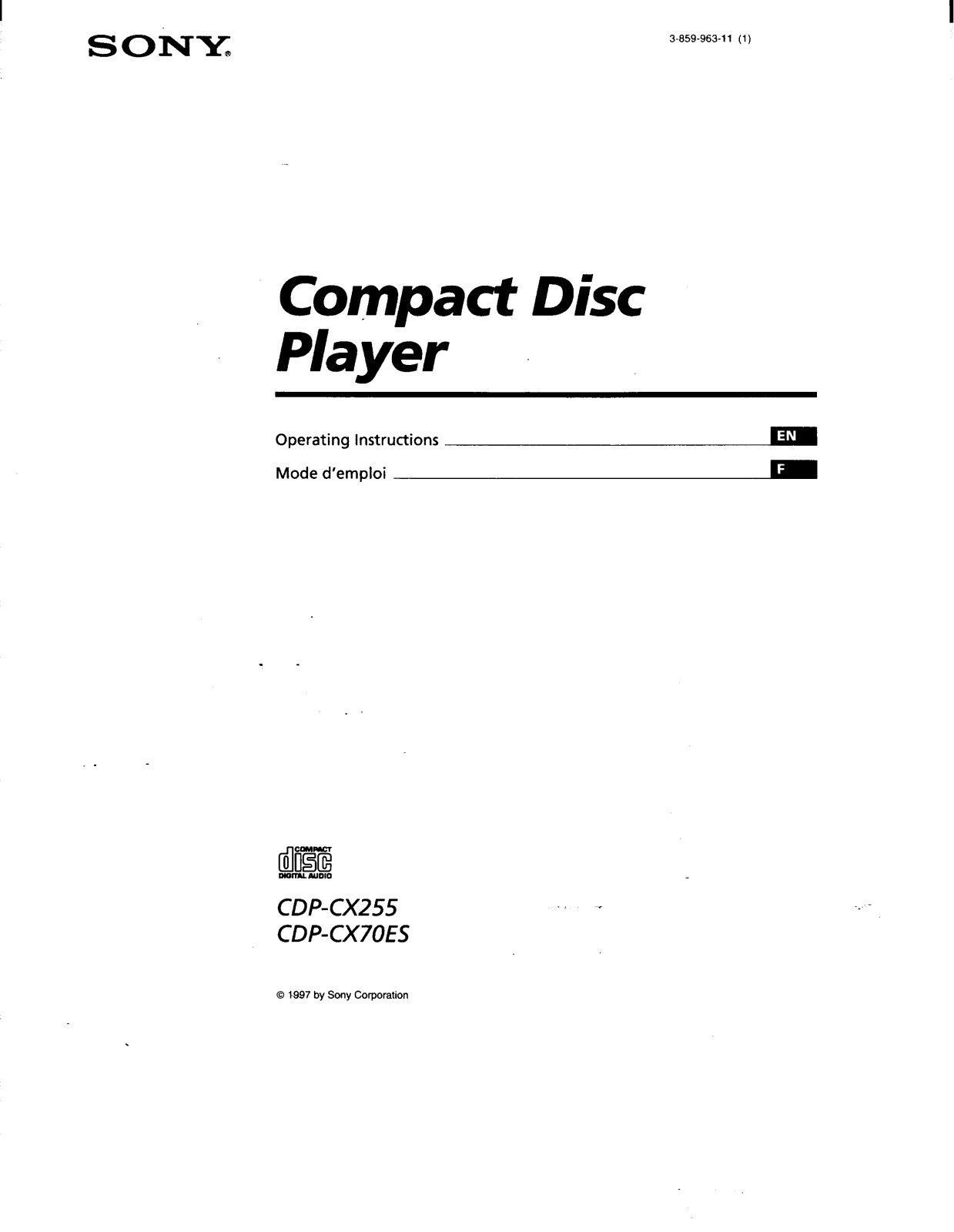 Sony CDP-CX255 User Manual