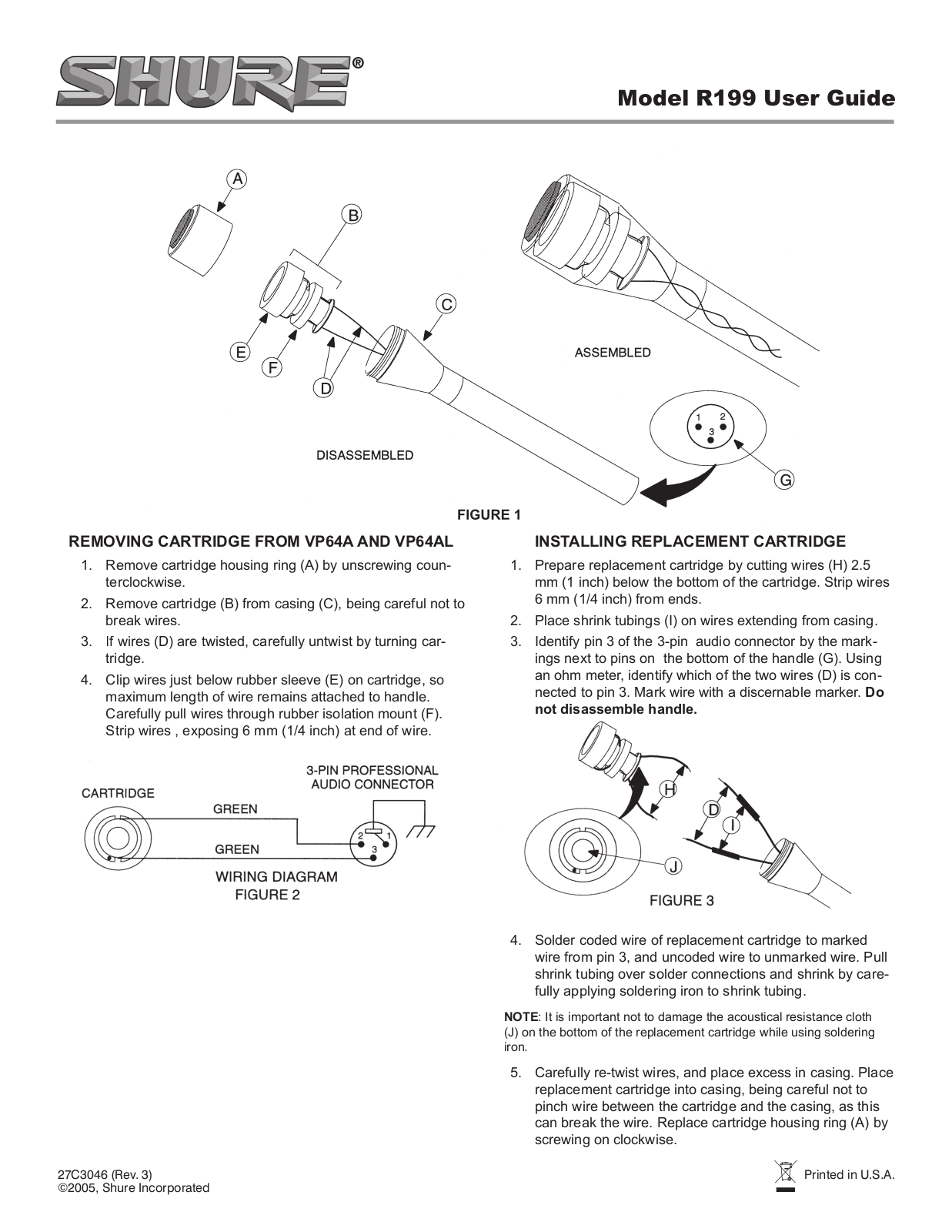 Shure R199 User Guide - ManualMachine.com