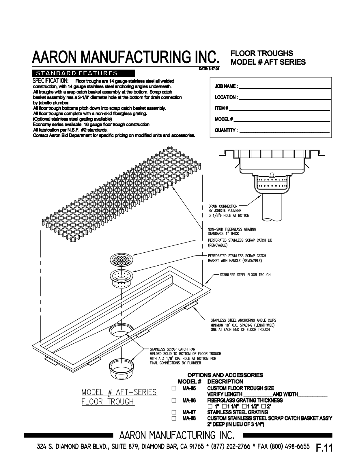 Aaron Manufacturing AFT-1236 User Manual