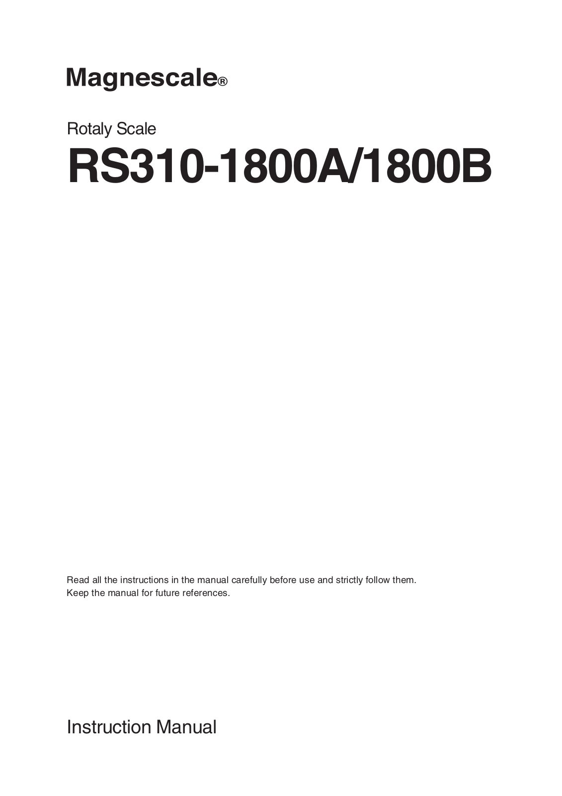 Magnescale RS310-1800A, RS310-1800B Instruction Manual