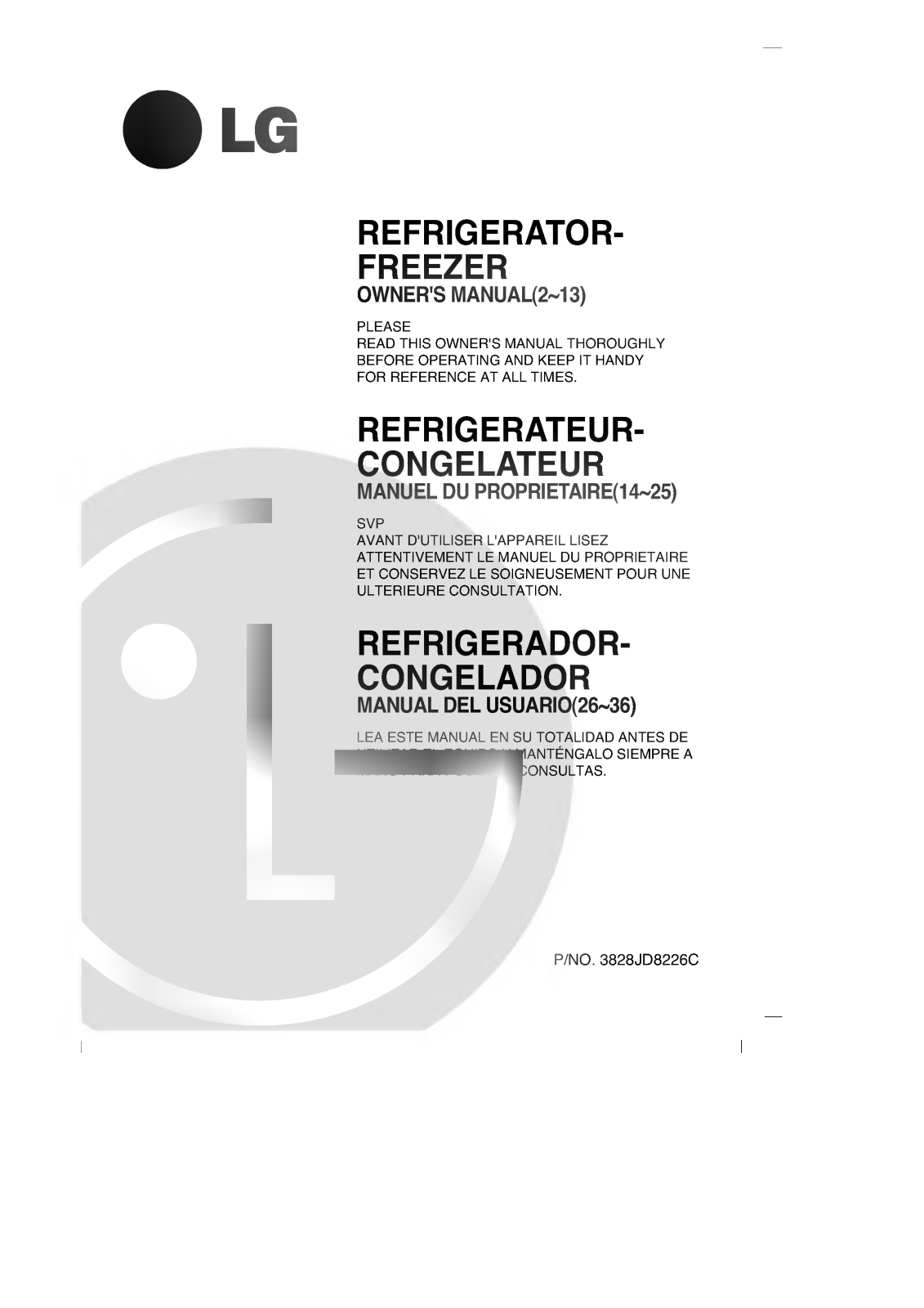 LG GR-T452ZV Owner's Manual