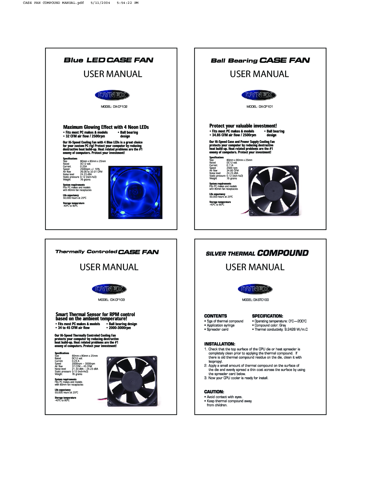 Dynex DX-CF102, DX-CF100, DX-CF101, DX-CF103 User Manual