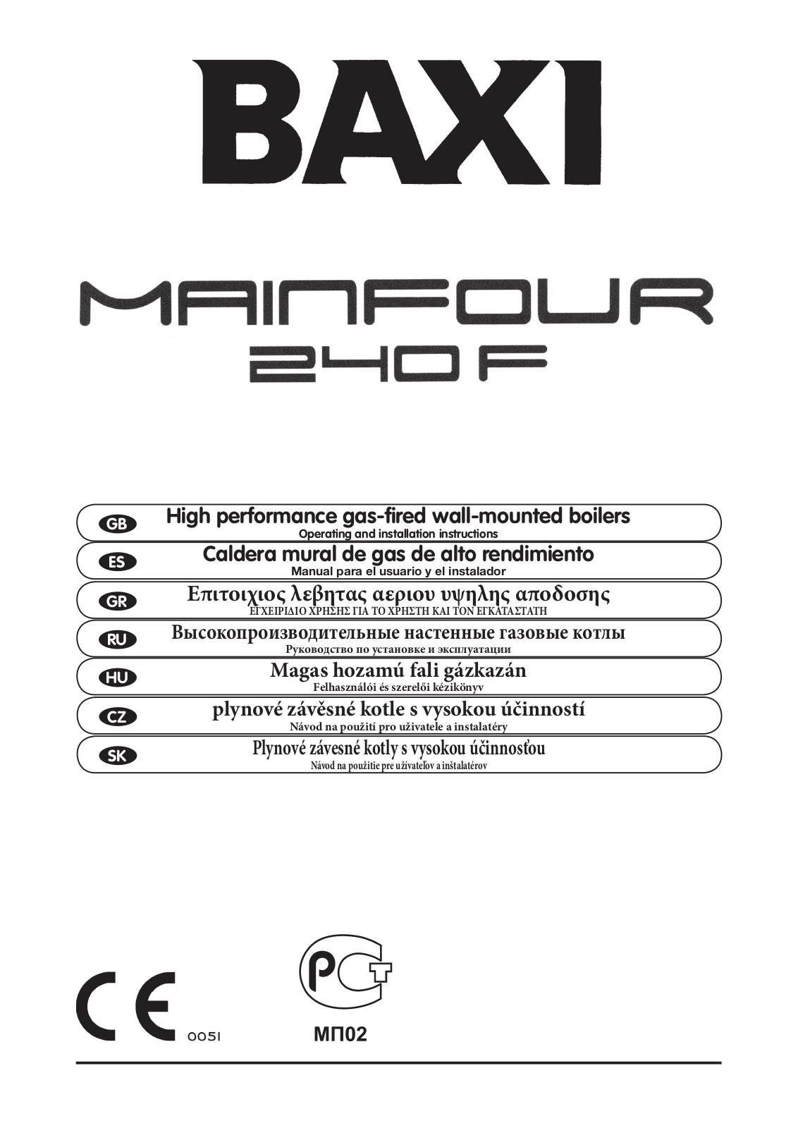 BAXI Main Four 240 F User manual