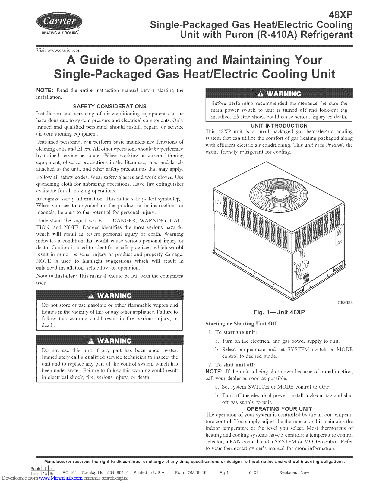 Carrier 48XP Guide, 48XP024, 48XP030, 48XP036, 48XP042 User Manual - ManualMachine.com