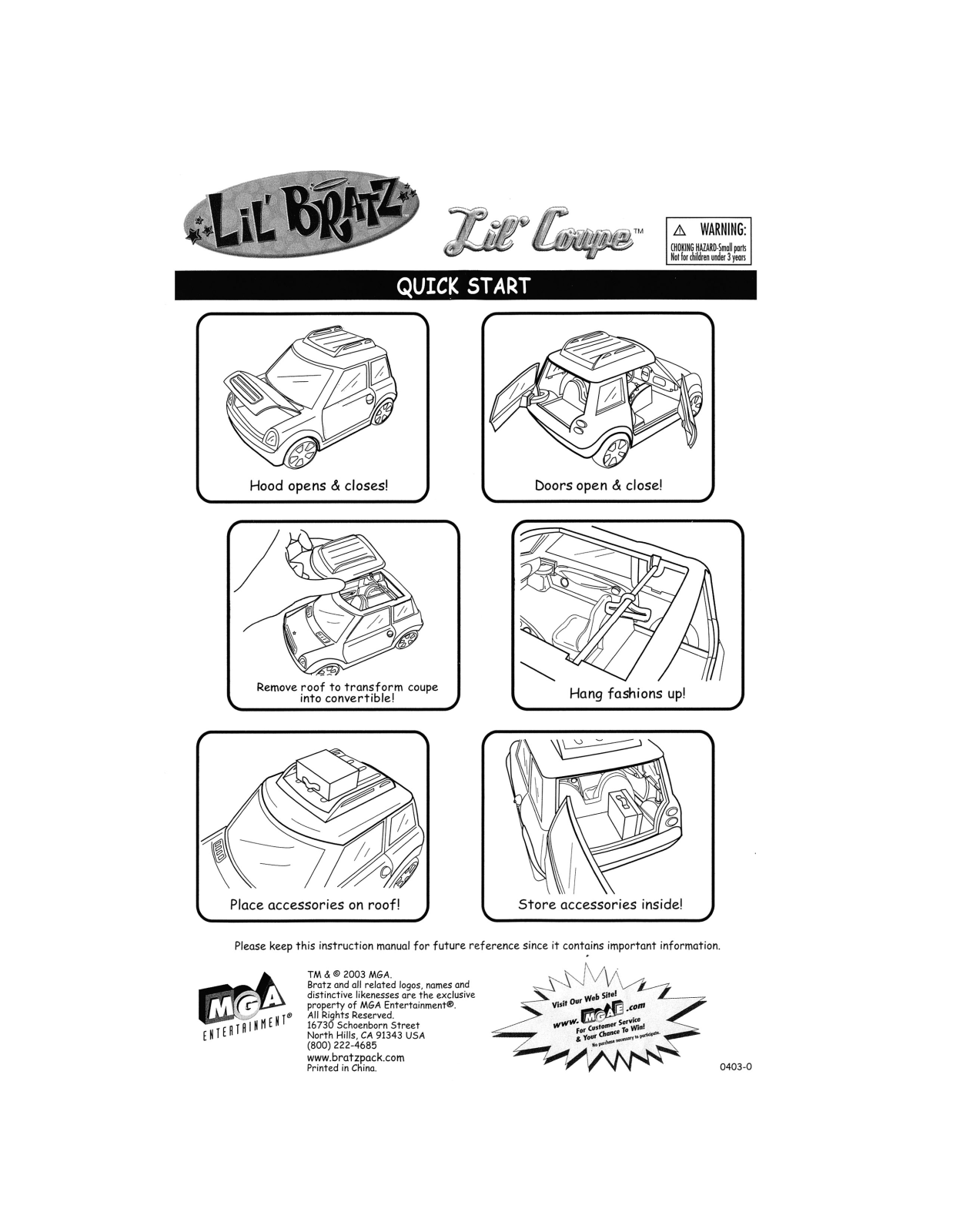 Mga Entertainment 1 LIL COUPE User Manual