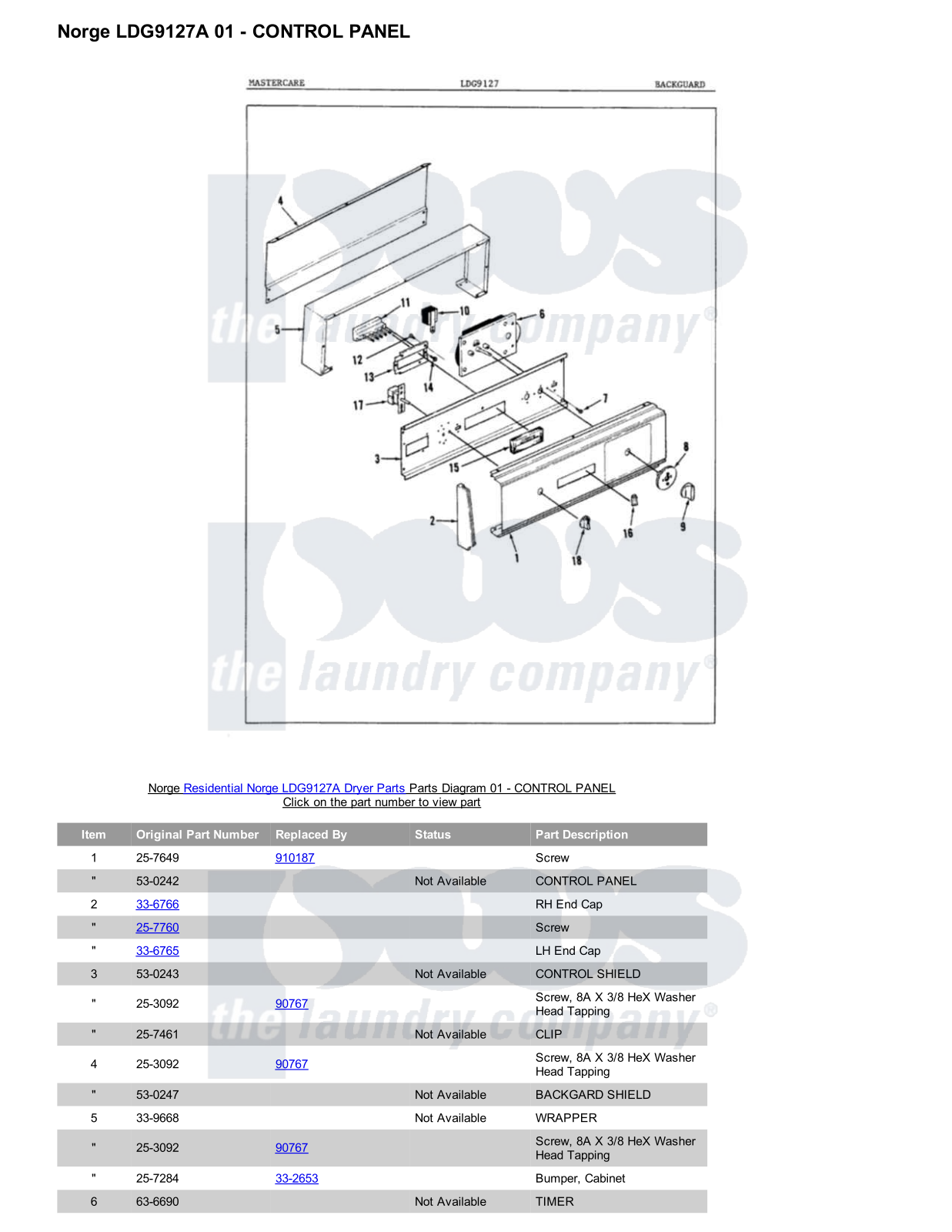 Norge LDG9127A Parts Diagram