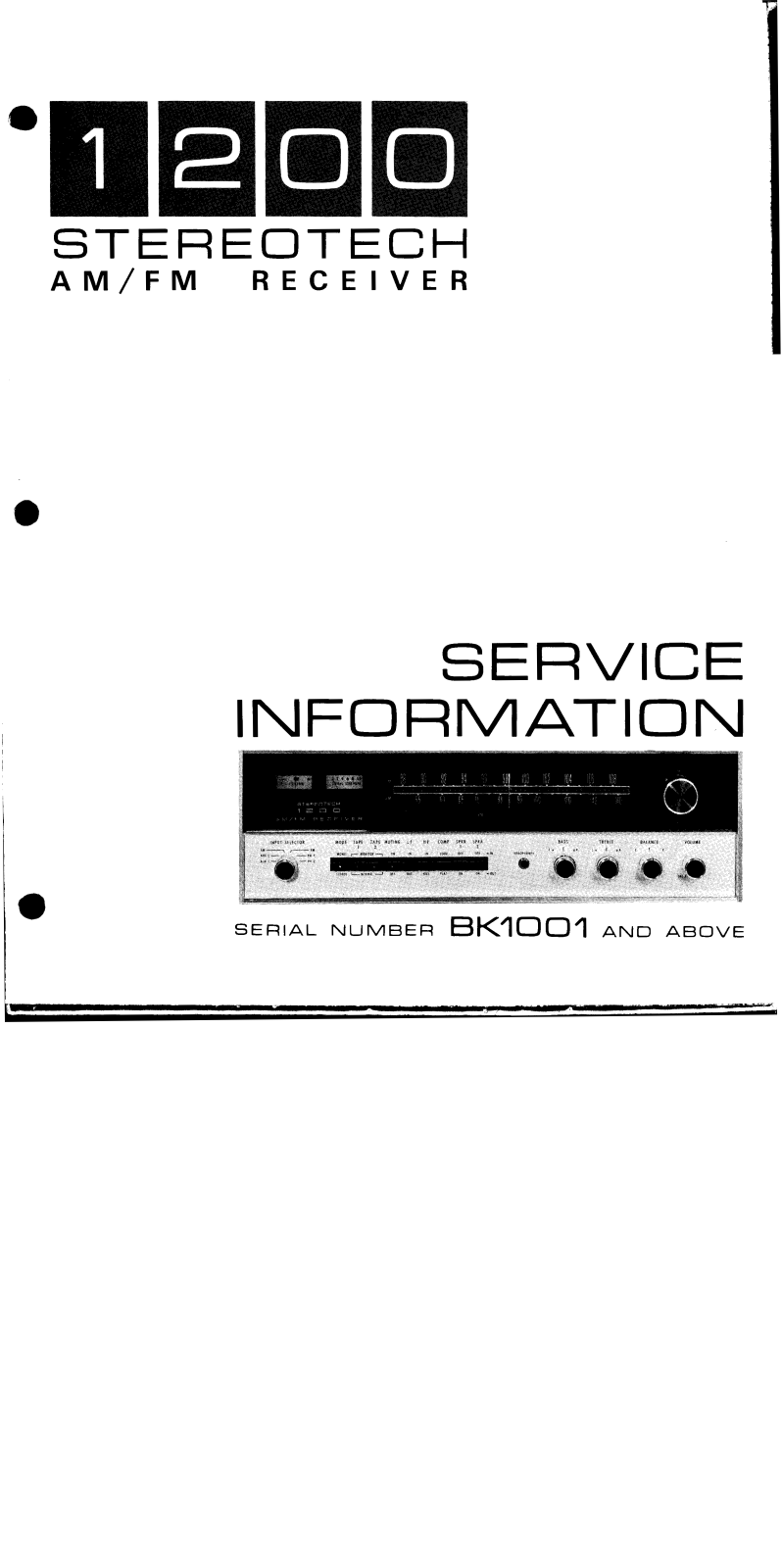 McIntosh Stereotech-1200 Service manual