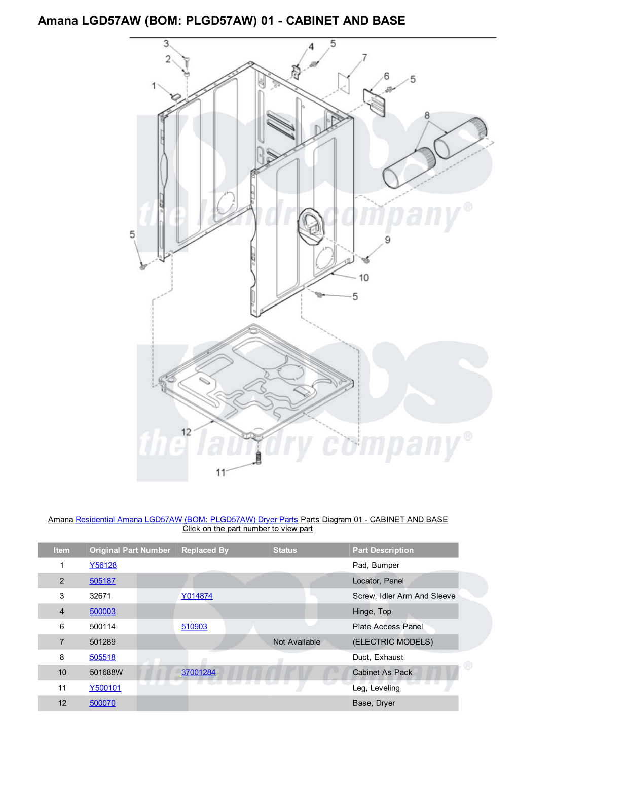 Amana LGD57AW Parts Diagram