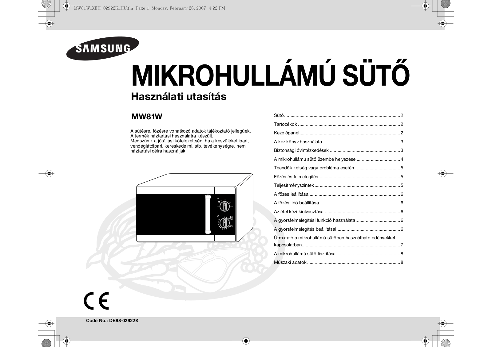 Samsung MW81W User Manual