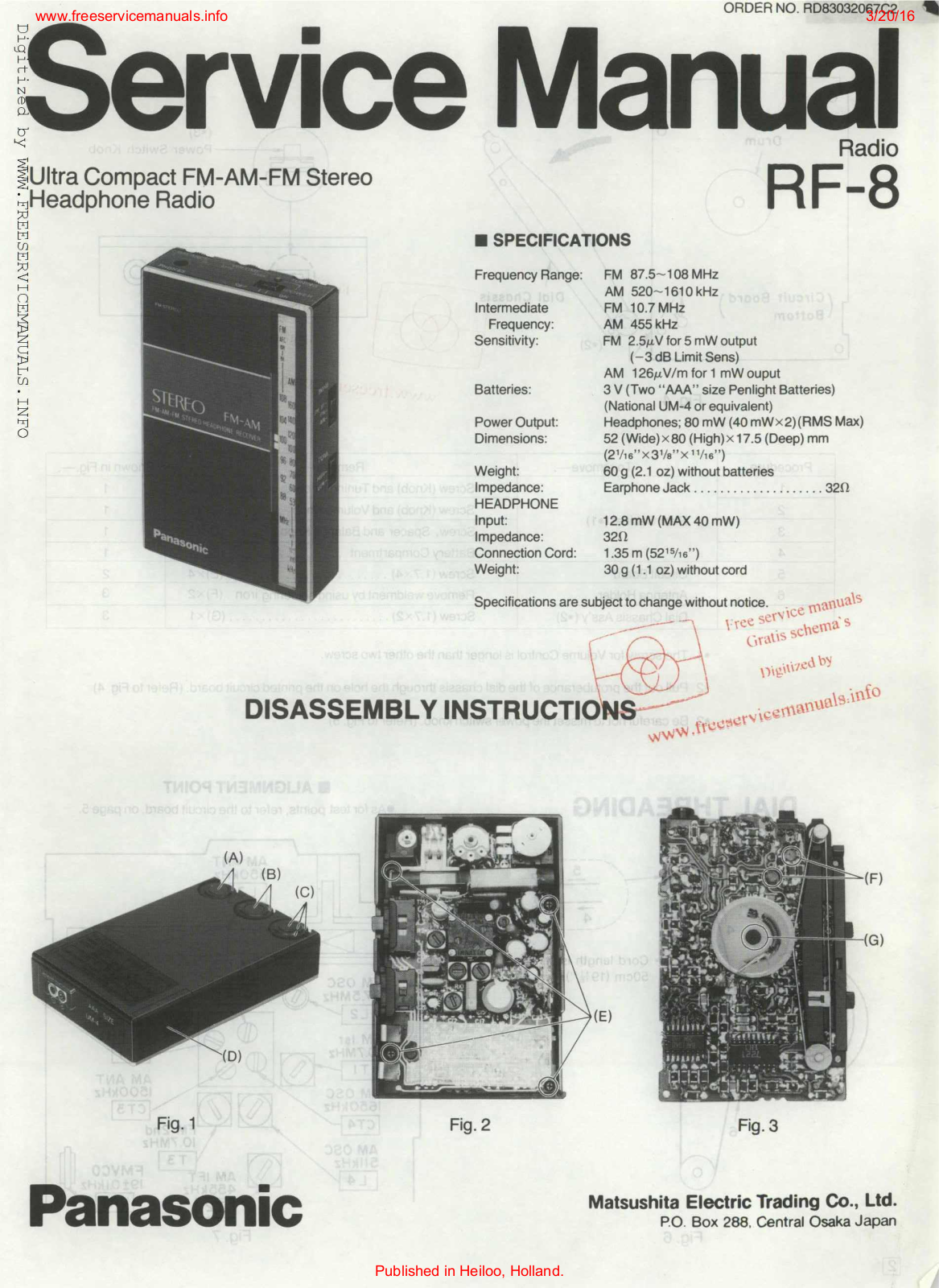 panasonic rf-8 Datasheet - ManualMachine.com