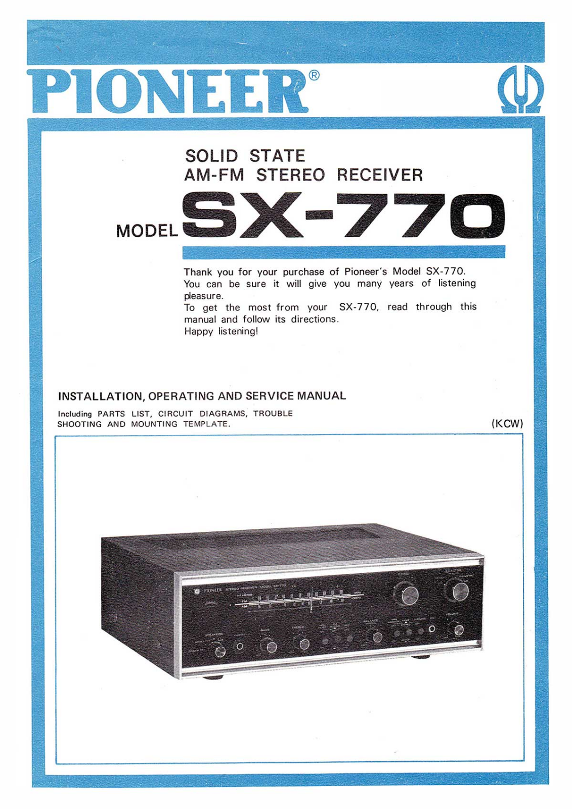 Pioneer SX-770 Service manual