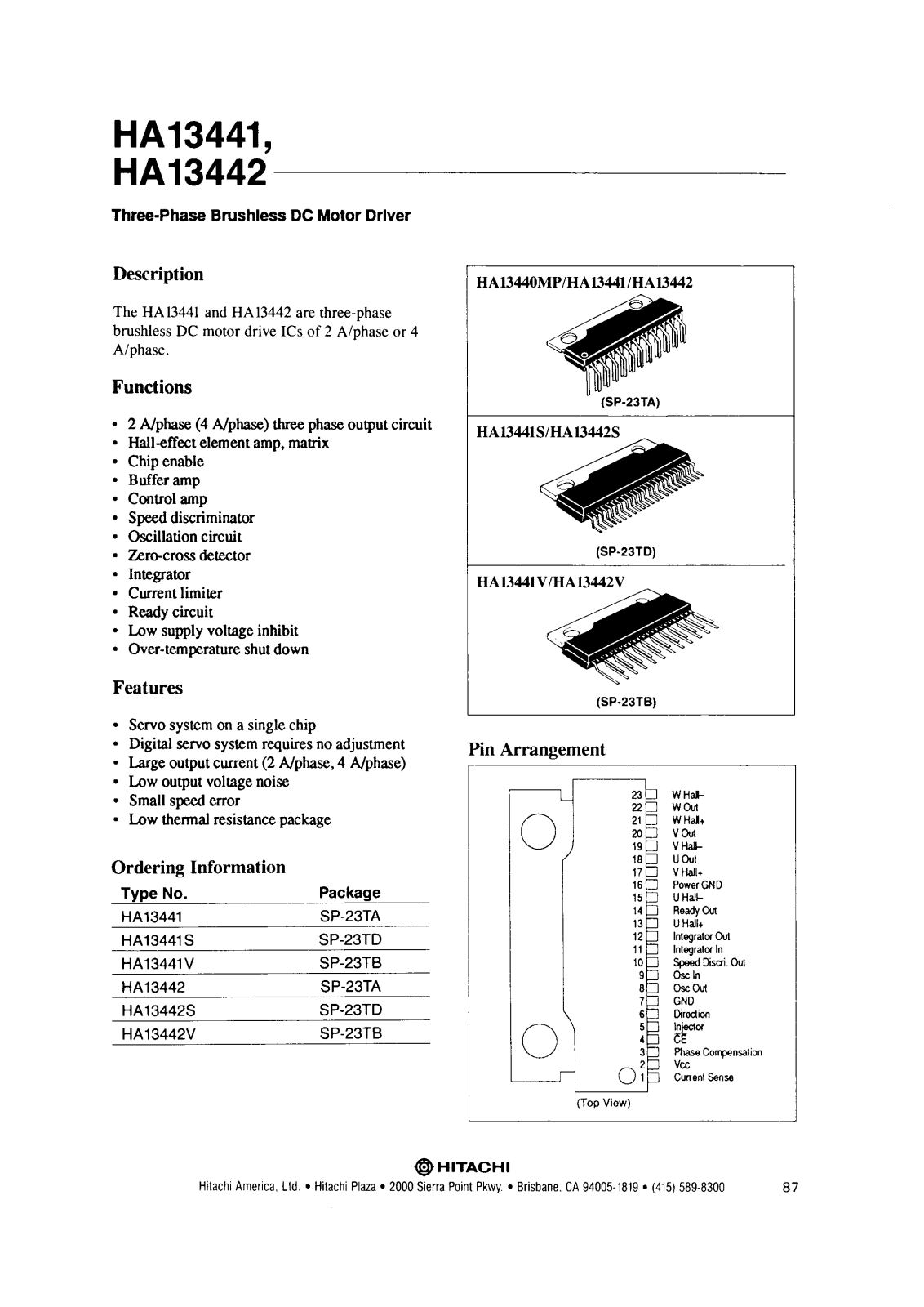 HIT HA13442V, HA13441S, HA13441 Datasheet