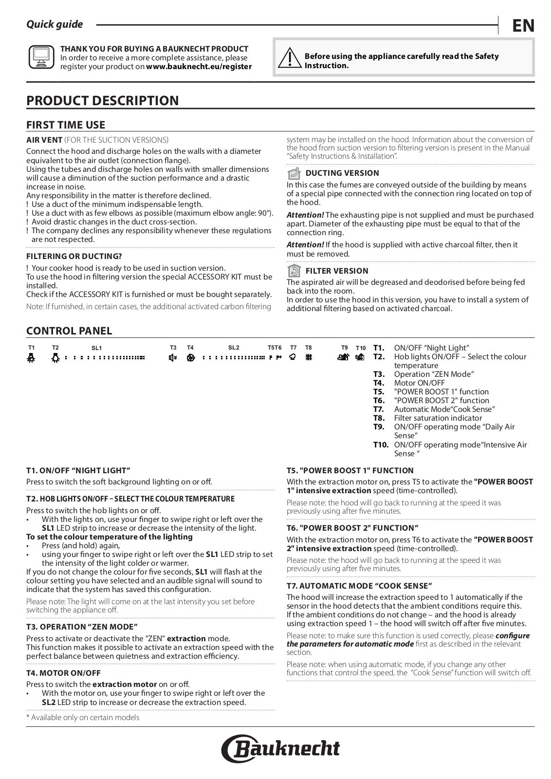 BAUKNECHT BHSS 90F L T B K Daily Reference Guide