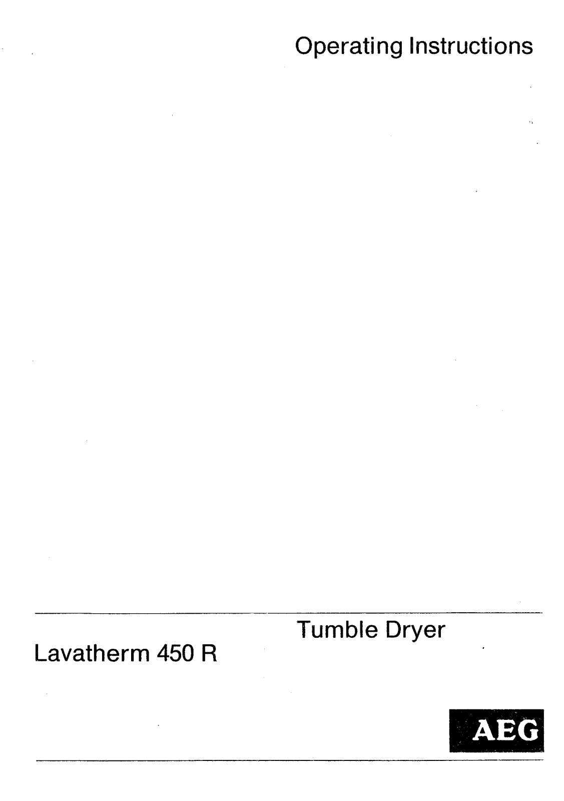 AEG Lavatherm 450R User Manual