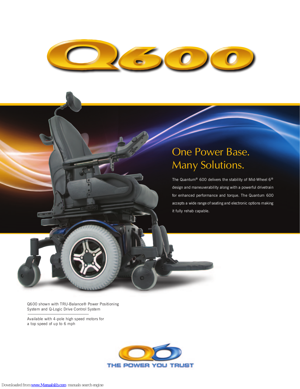 Quantum Rehab Power Chairs 600, Q600 Specifications - ManualMachine.com