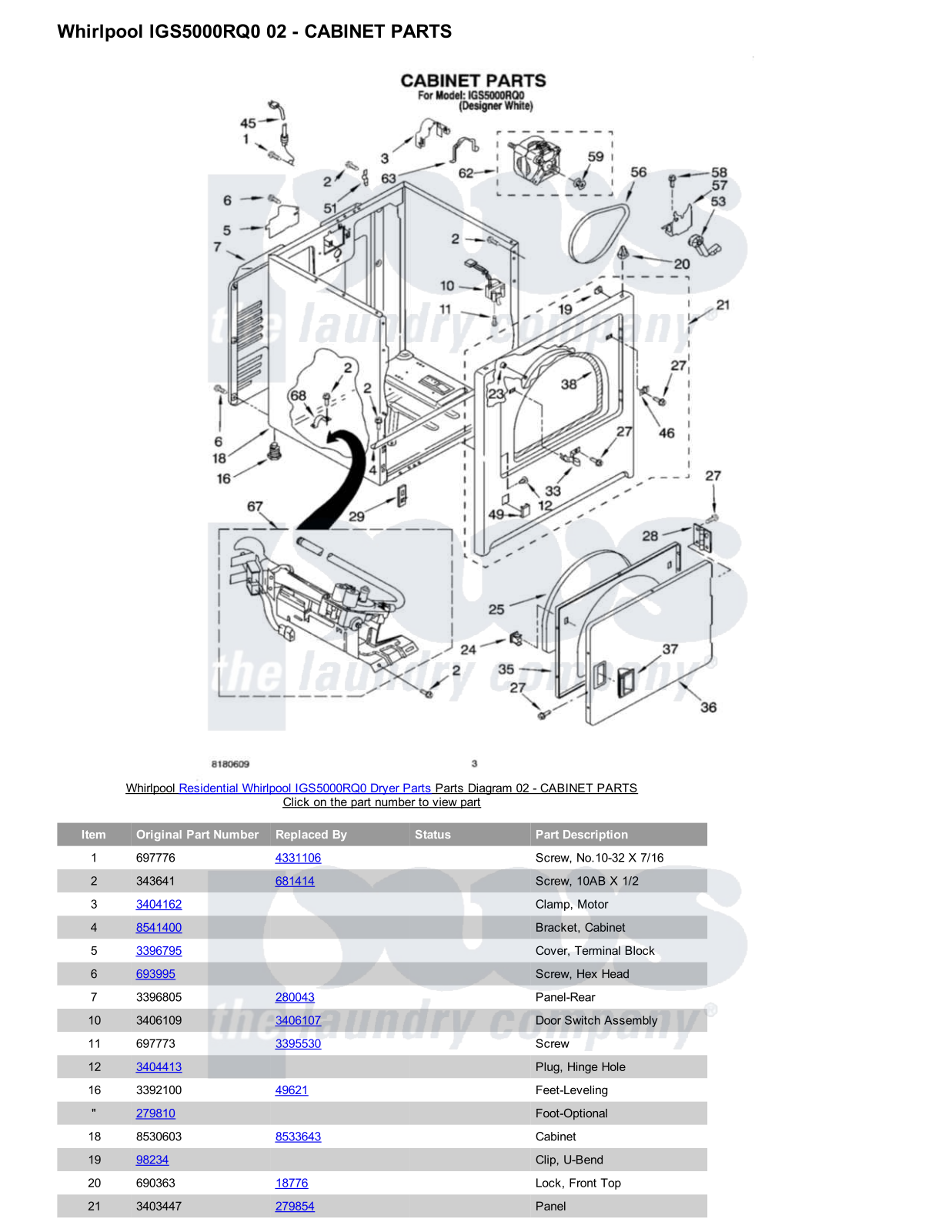 Whirlpool IGS5000RQ0 Parts Diagram