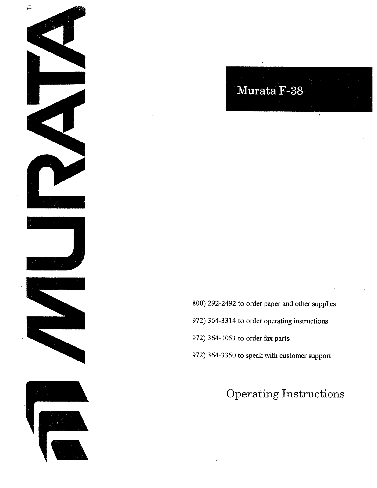 Muratec F-38 User Manual part 1