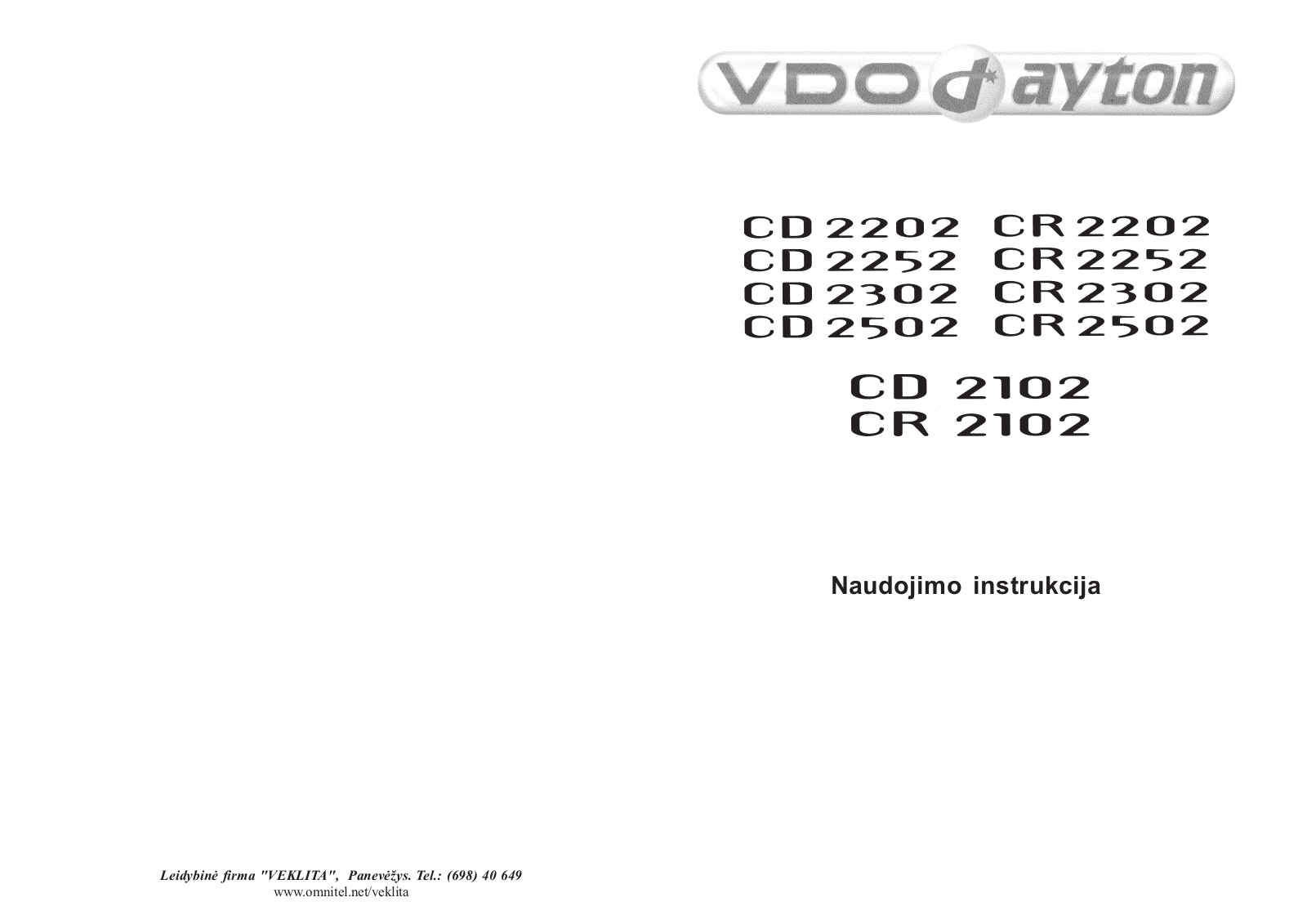 Vdo dayton CD 2102, CR 2502, CD 2252, CR 2202, CD 2202 User Manual