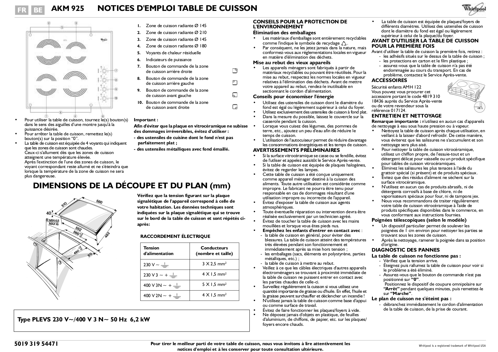 bauknecht TRKK 6631/2, TRKK 6631 INSTRUCTION FOR USE