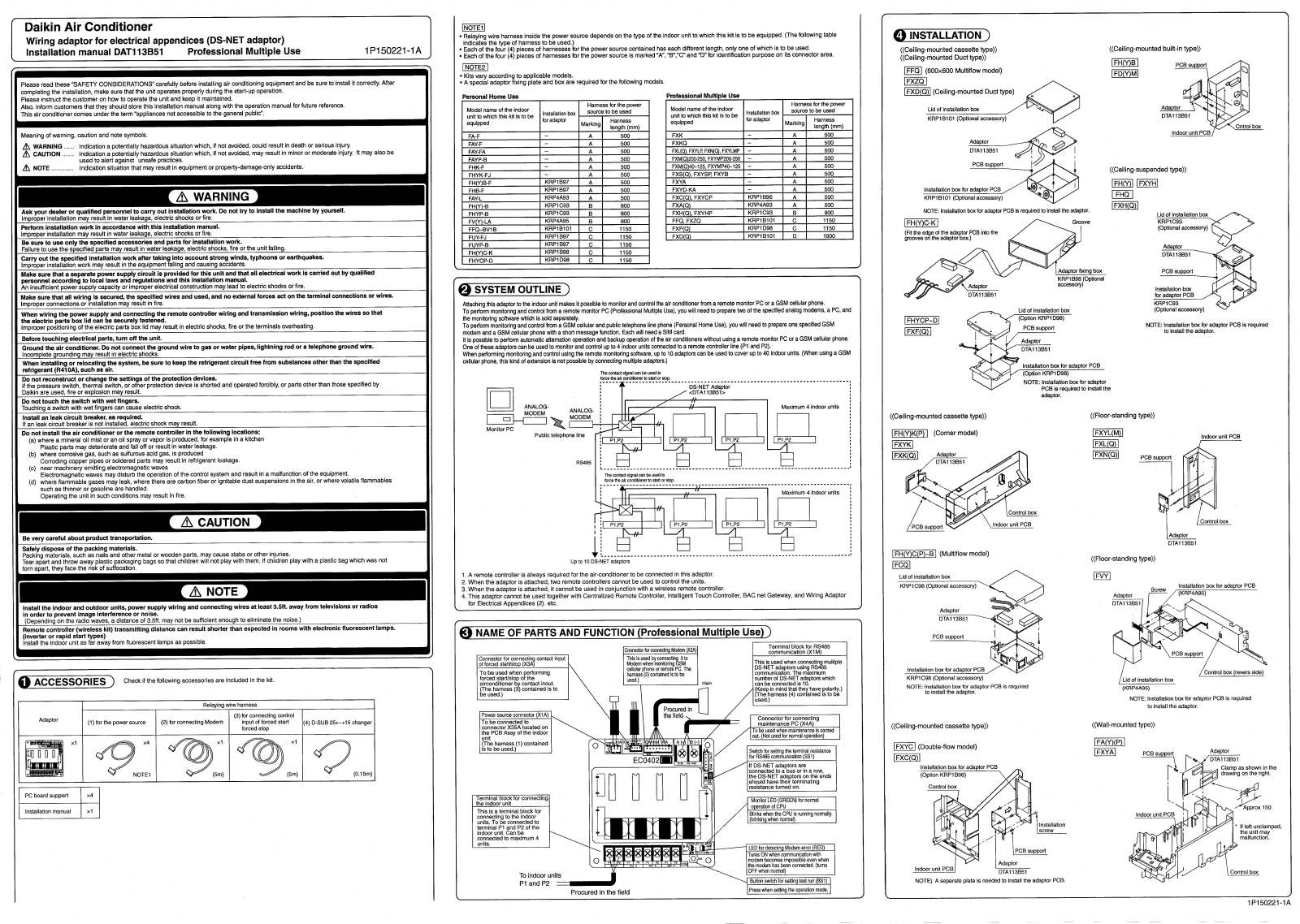 Daikin DTA113B51 Installation manuals