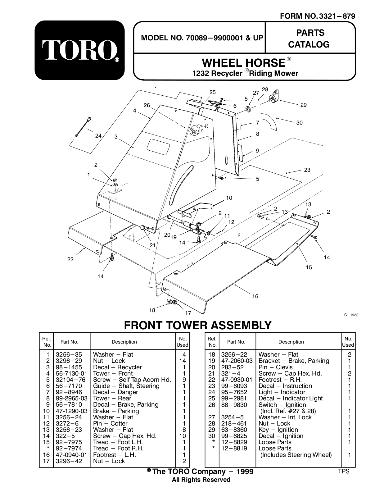 Toro 70089 Parts Catalogue