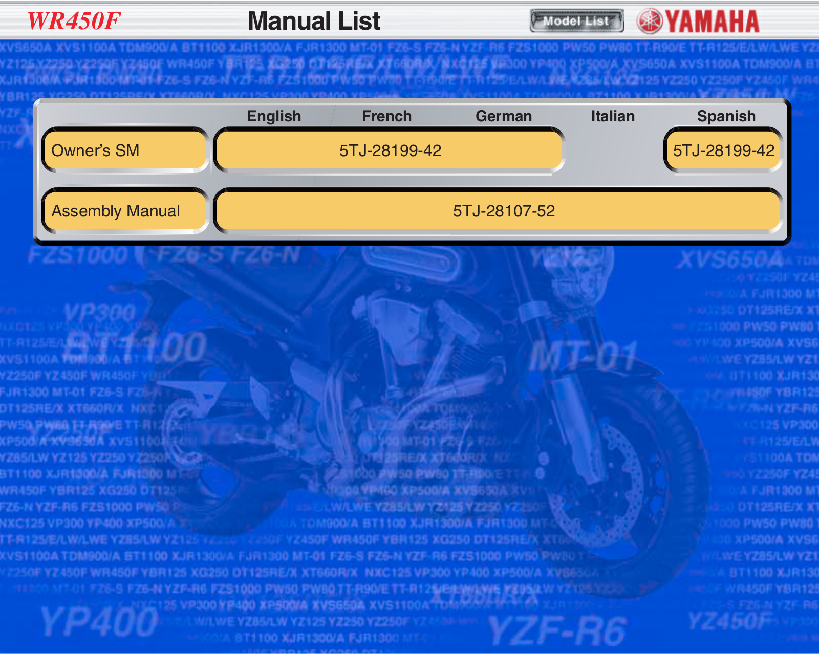 Yamaha WR450F User Manual