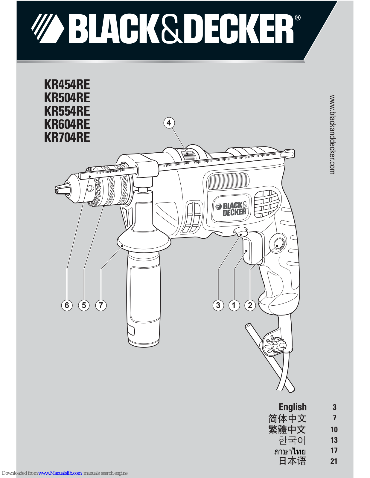 Black & Decker KR454RE, KR504RE, KR704RE, KR554RE User Manual