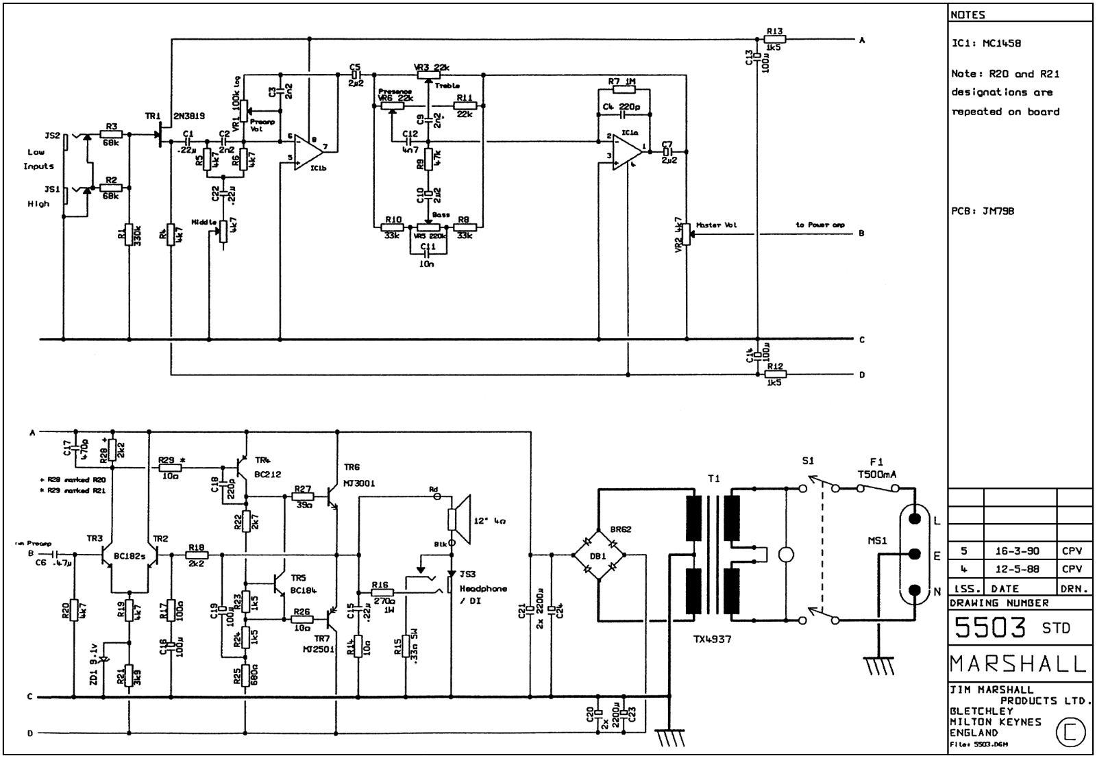 Marshall 5503-JCM800-Bass-30W Schematic