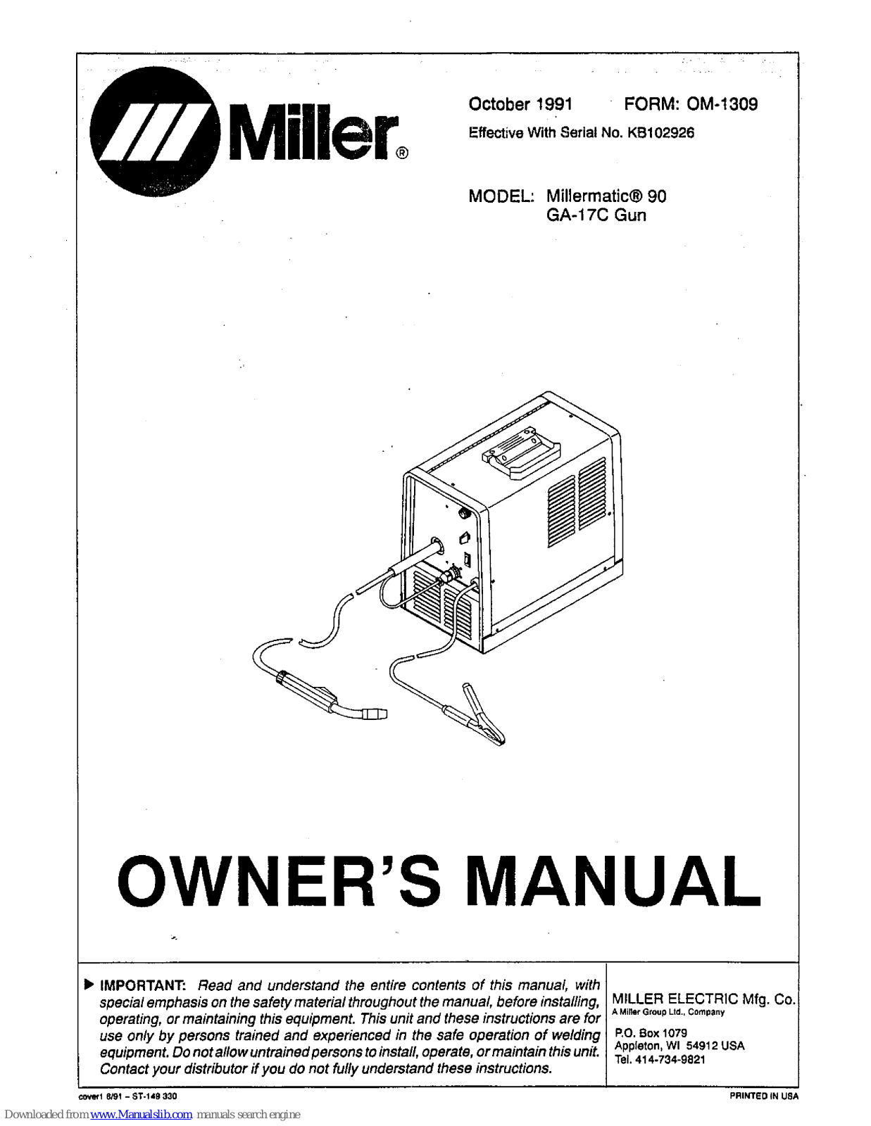 Miller GA-17C Gun Owner's Manual