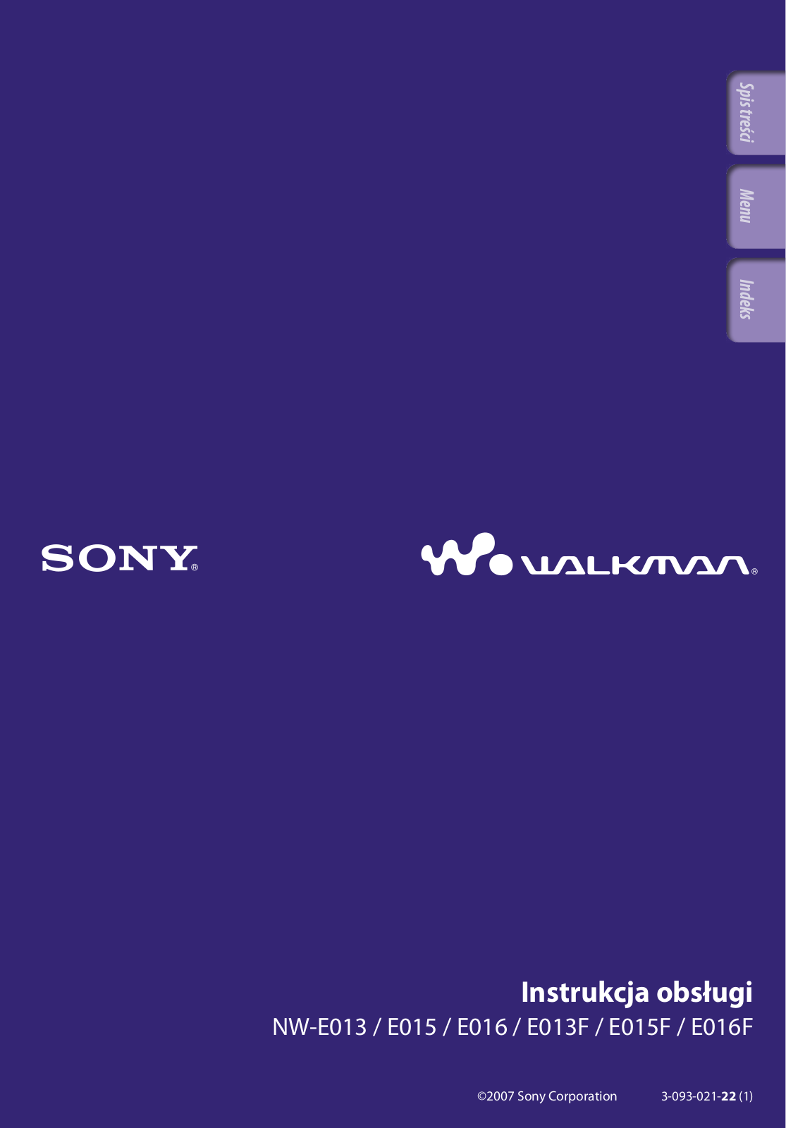 Sony NW-E015F, NW-E013, NW-E016F, NW-E015 User Manual