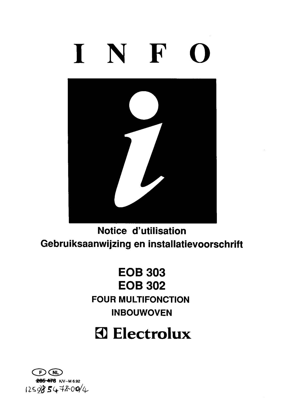 electrolux EOB303, EOB302 User Manual