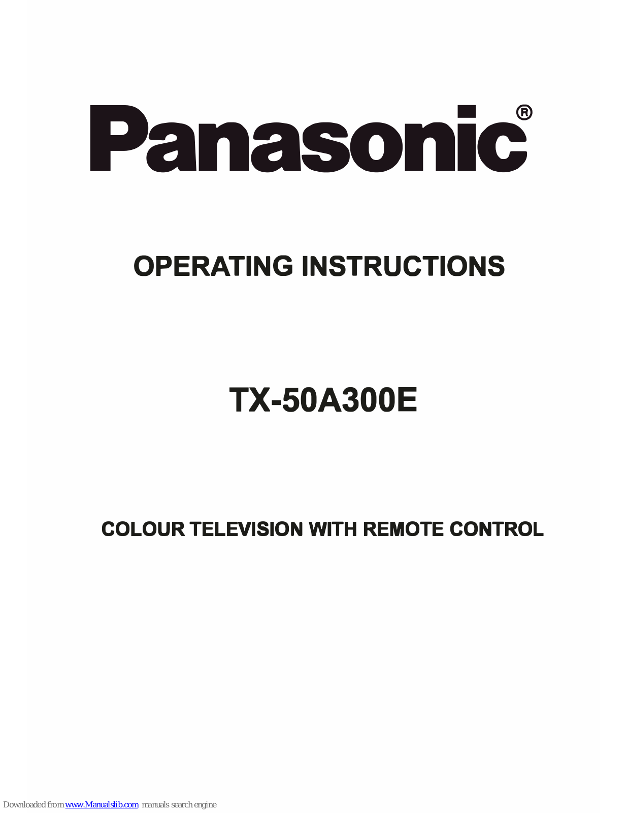 Panasonic TX-50A300E, VIERA TX-32A300B Operating Instructions Manual