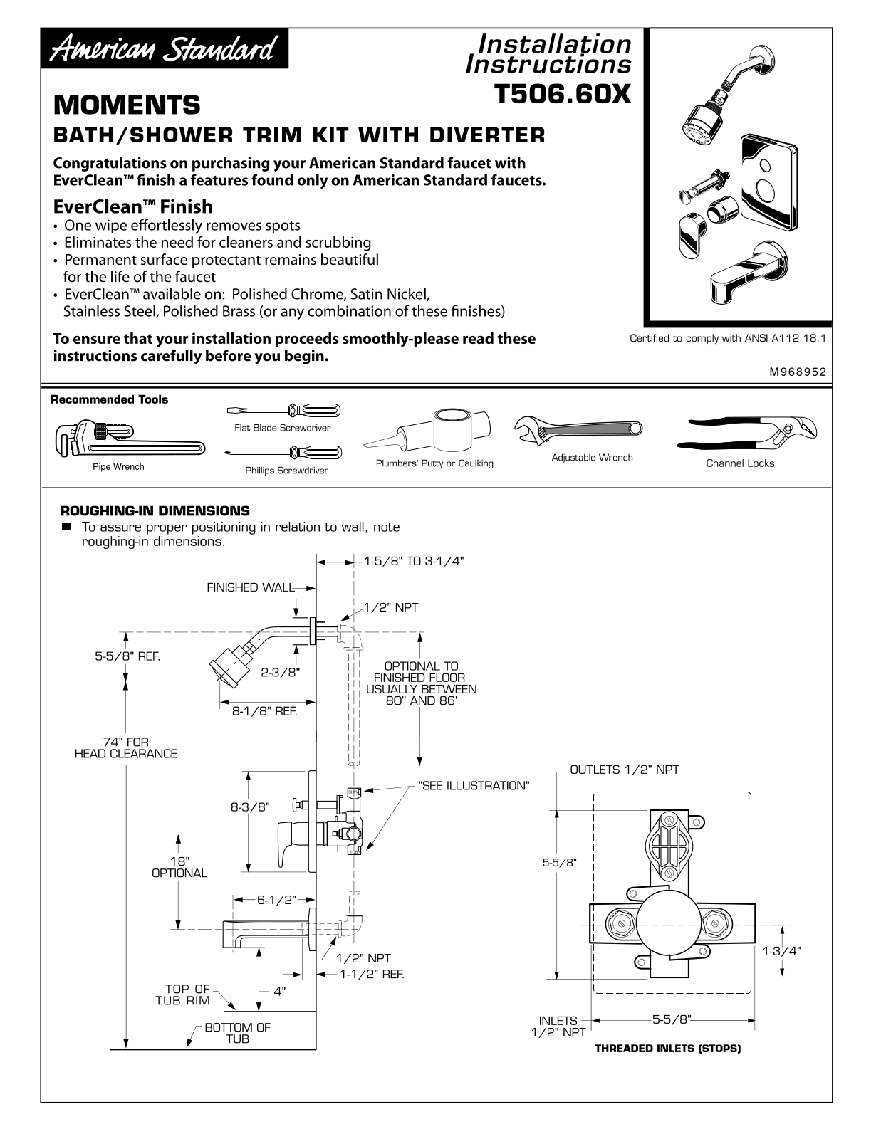 American Standard T506.60X User Manual