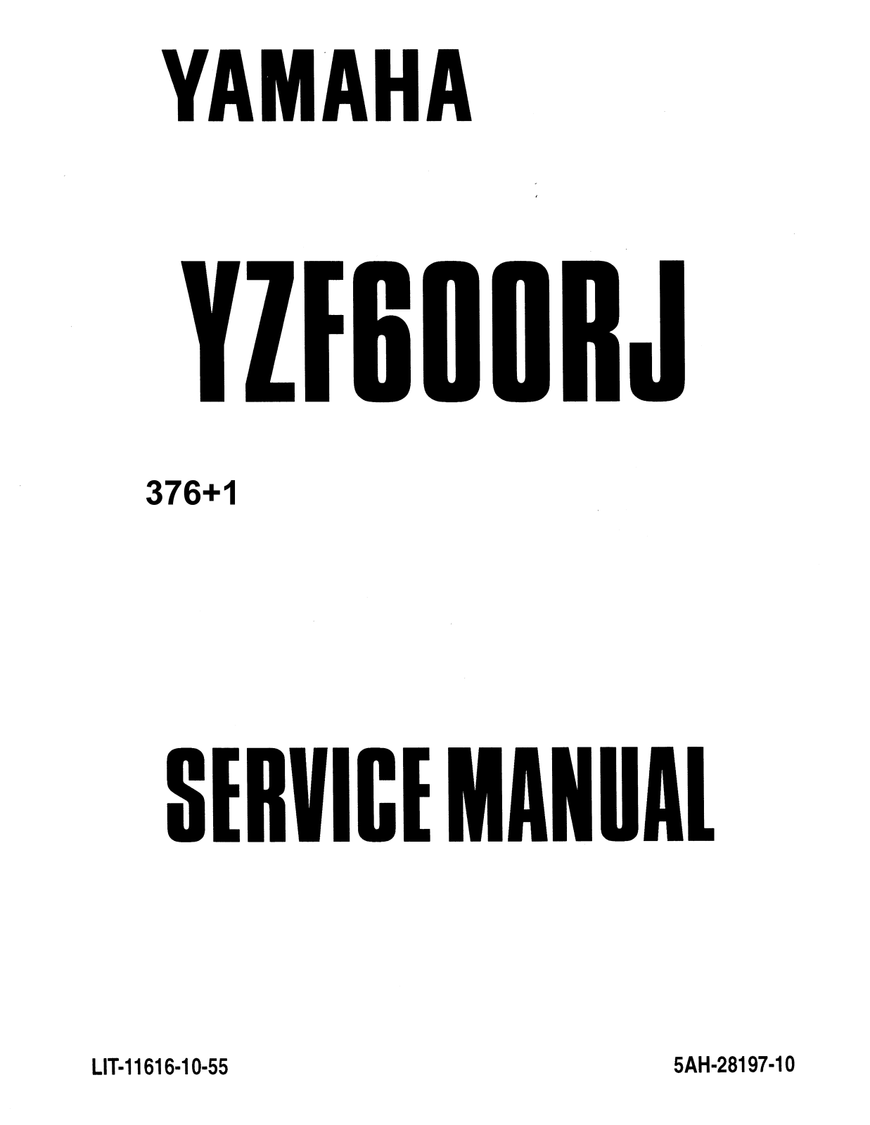 Yamaha YZF600RJ 1996 User Manual