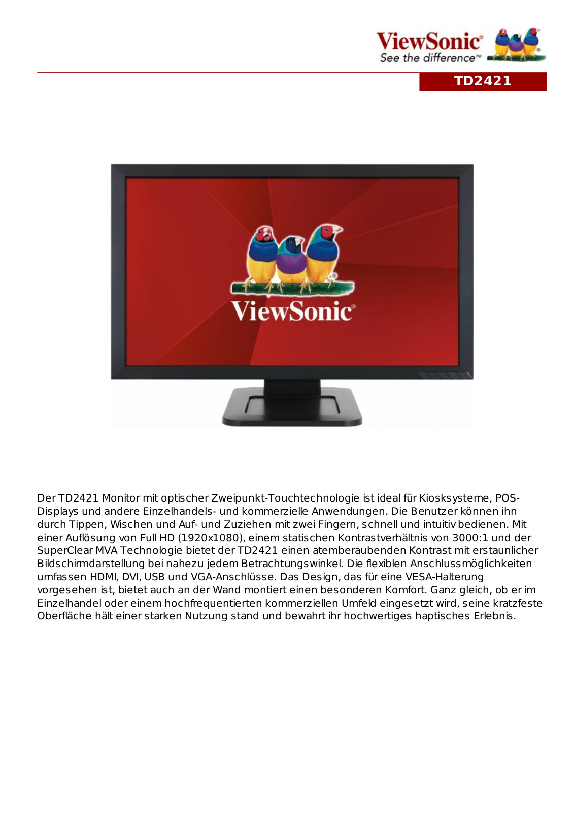 ViewSonic TD2421 User Manual