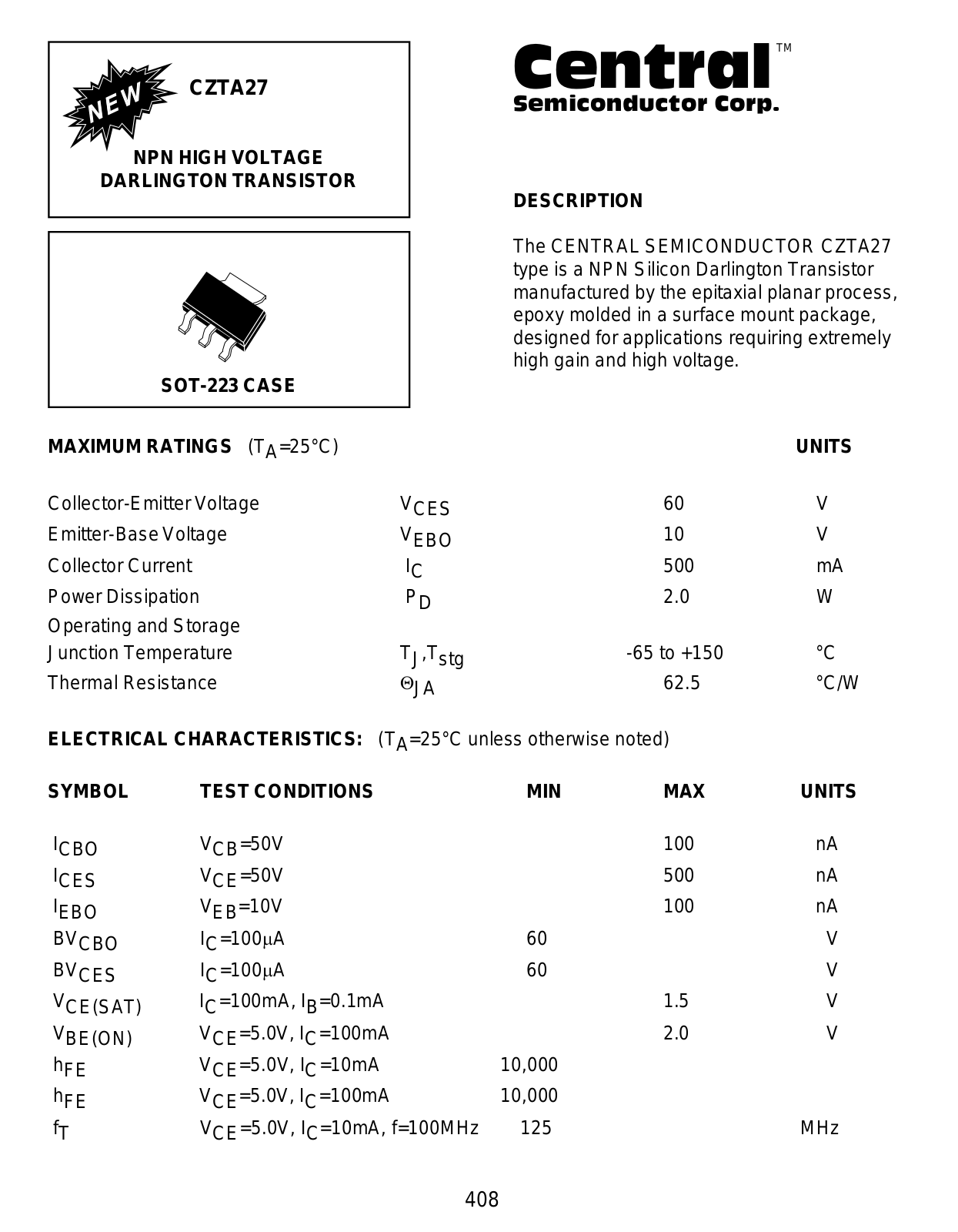 CENTR CZTA27 Datasheet