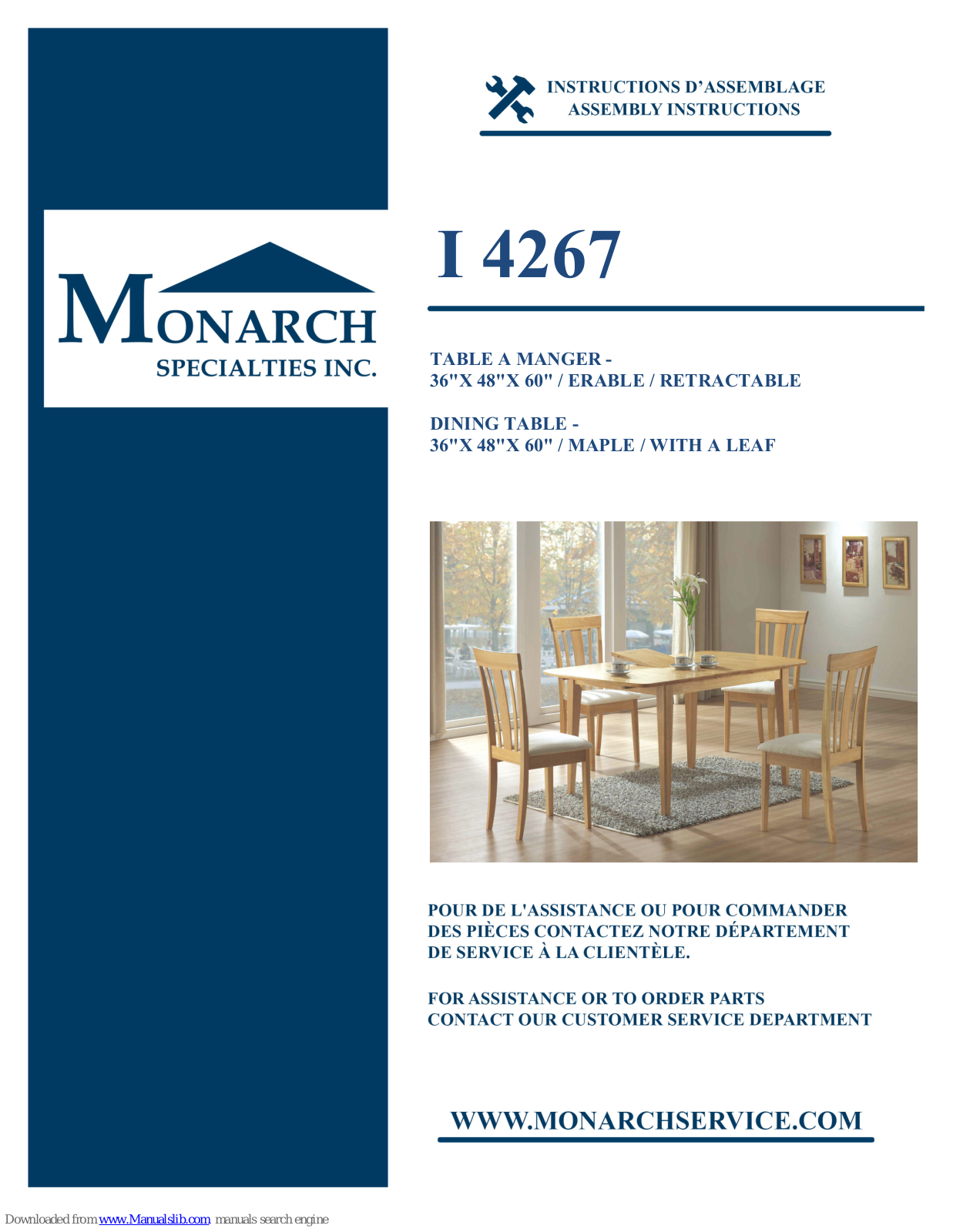 Monarch Specialties I 4267 Assembly Instructions Manual