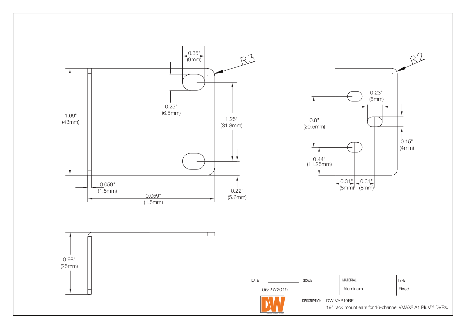 Digital Watchdog DW-VAP19RE Specsheet