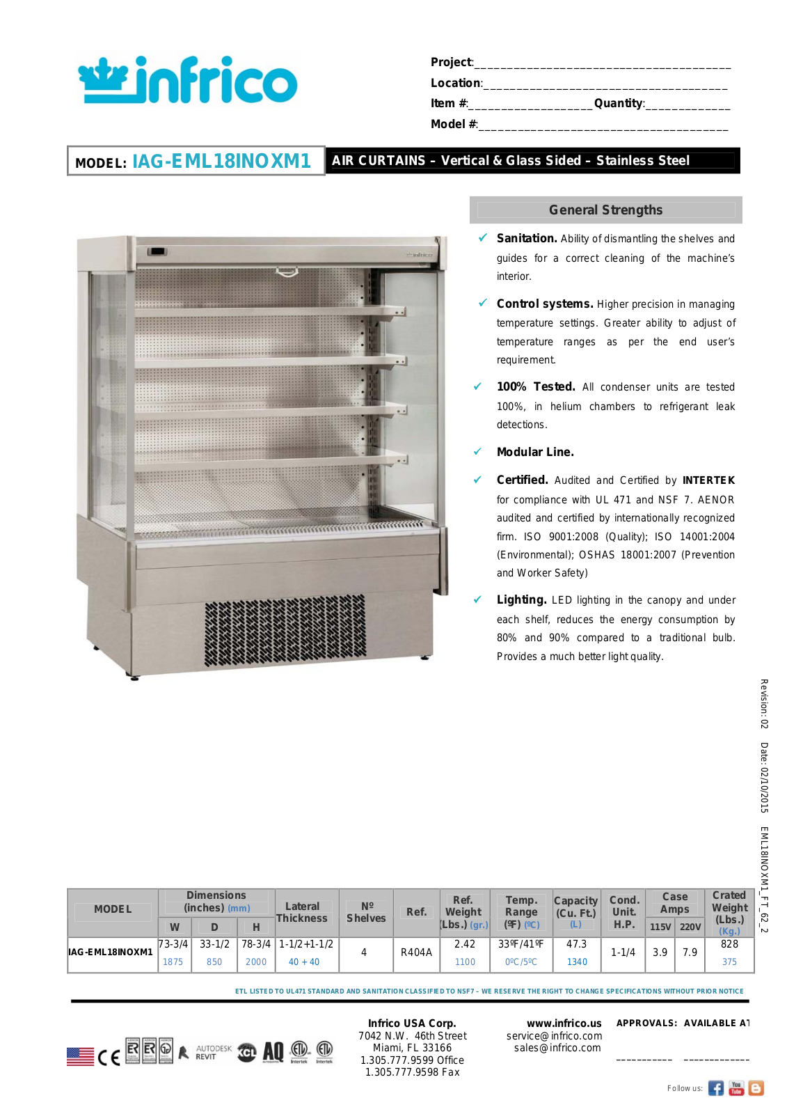 Infrico IAG-EML18INOXM1 User Manual