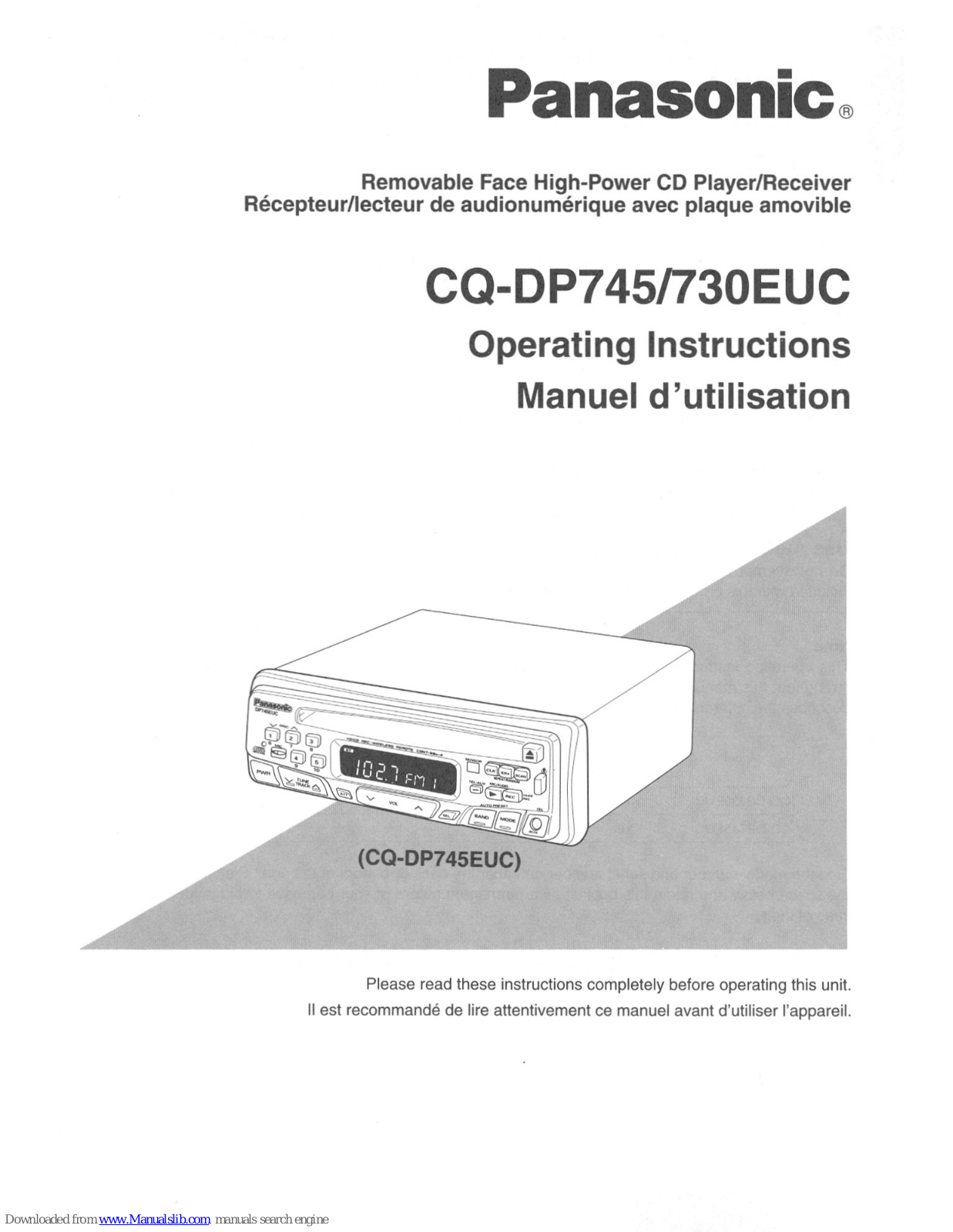 Panasonic CQ-DP730EUC, CQ-DP745EUC User Manual - ManualMachine.com