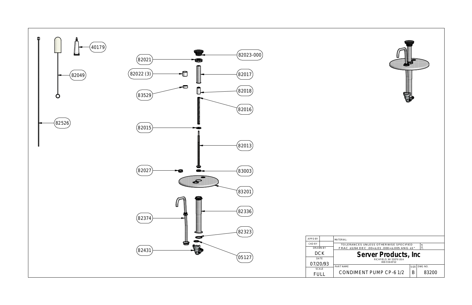 Server Products CP-6 and a half 83200 Parts List