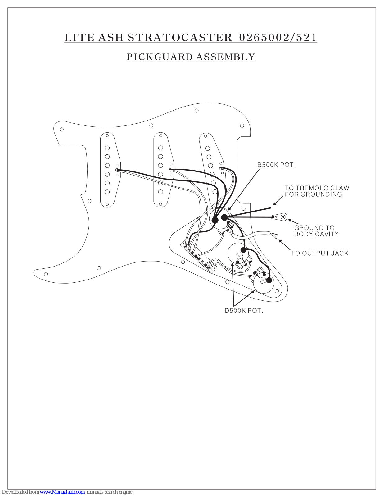 Fender Lite Ash Stratocaster, 0265002/251 Wiring Diagram