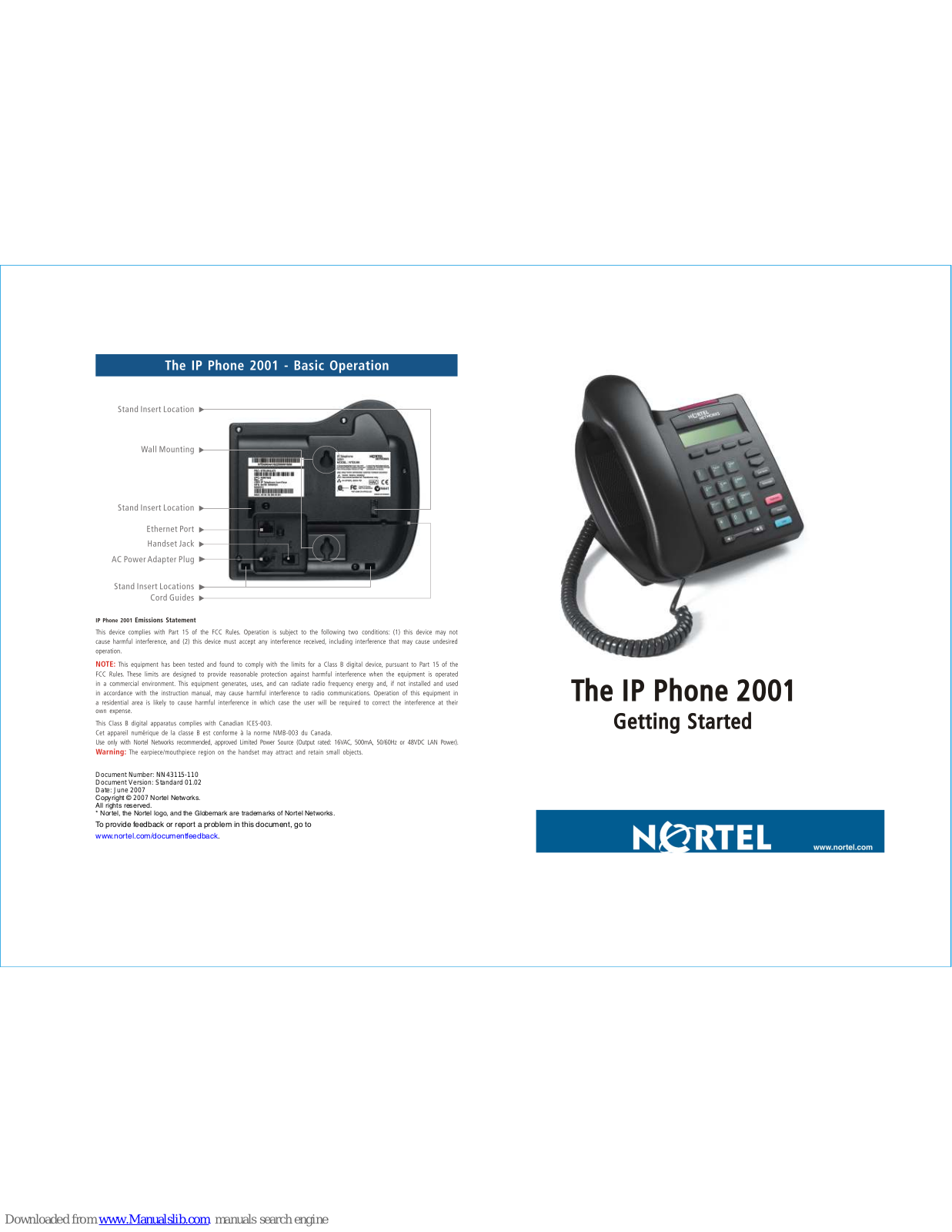 Nortel IP Phone 8540, 2001 Getting Started