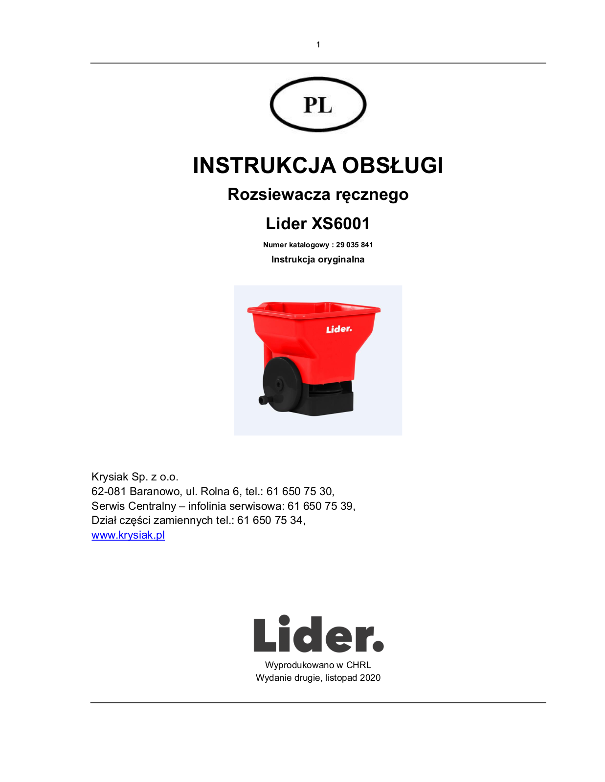 LIDER XS 6001 User guide - ManualMachine.com