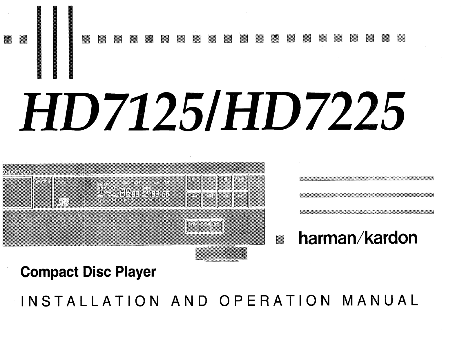 Harman kardon HD7125, HD7225 Manual