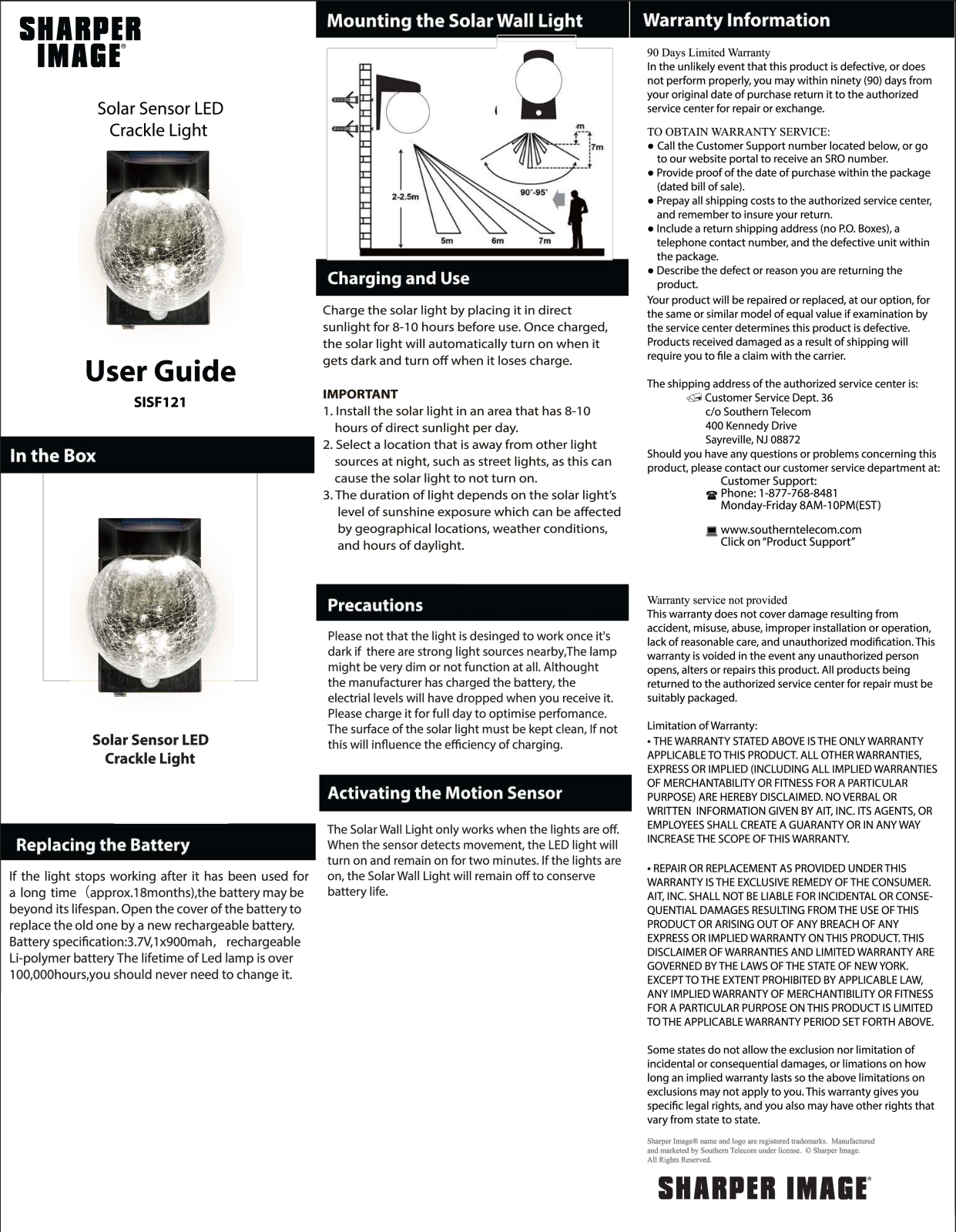 Sharper image SISF121 User Manual