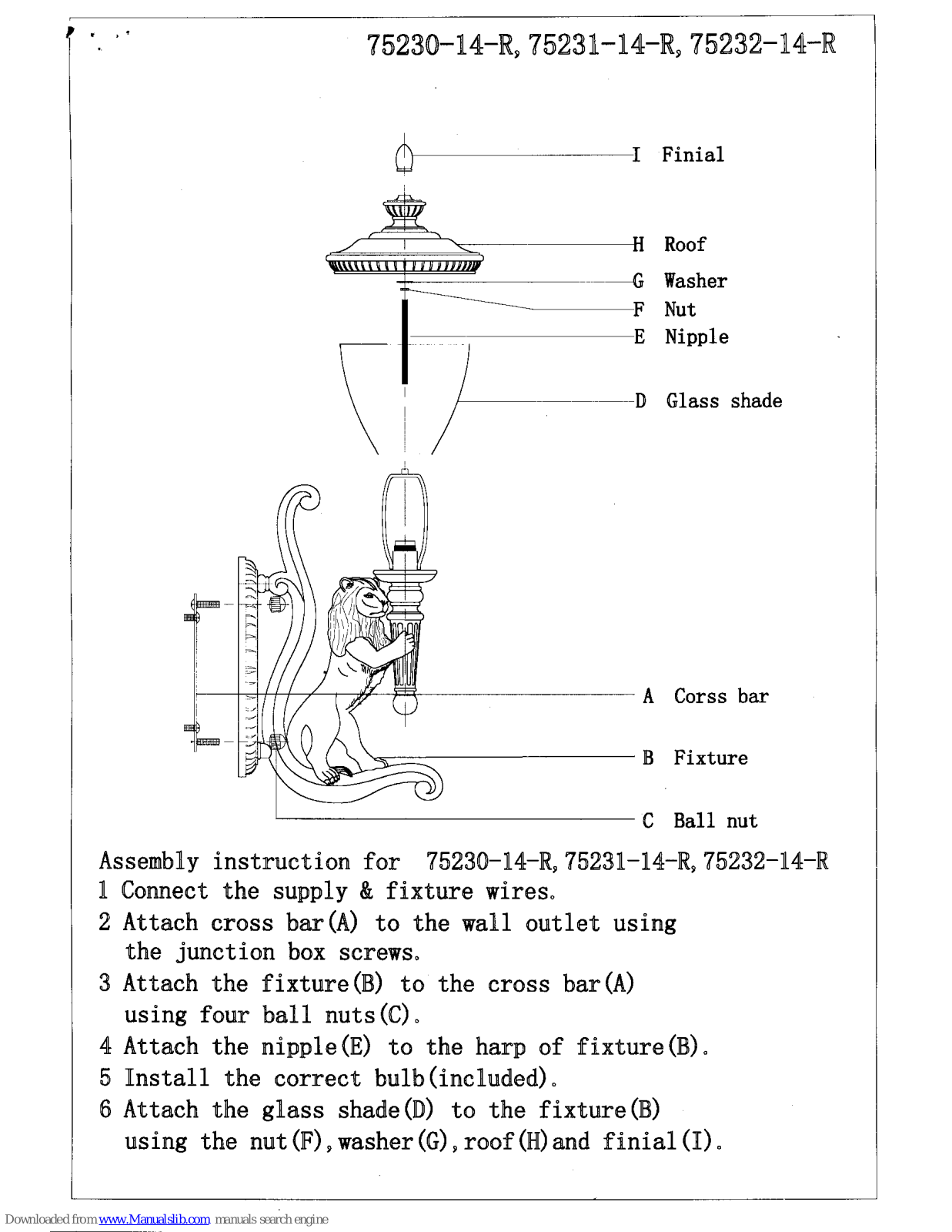 Triarch 75231-14-R, 75232-14-R, 75230-14-L, 75231-14-L, 75232-14-L Assembly Instruction Manual