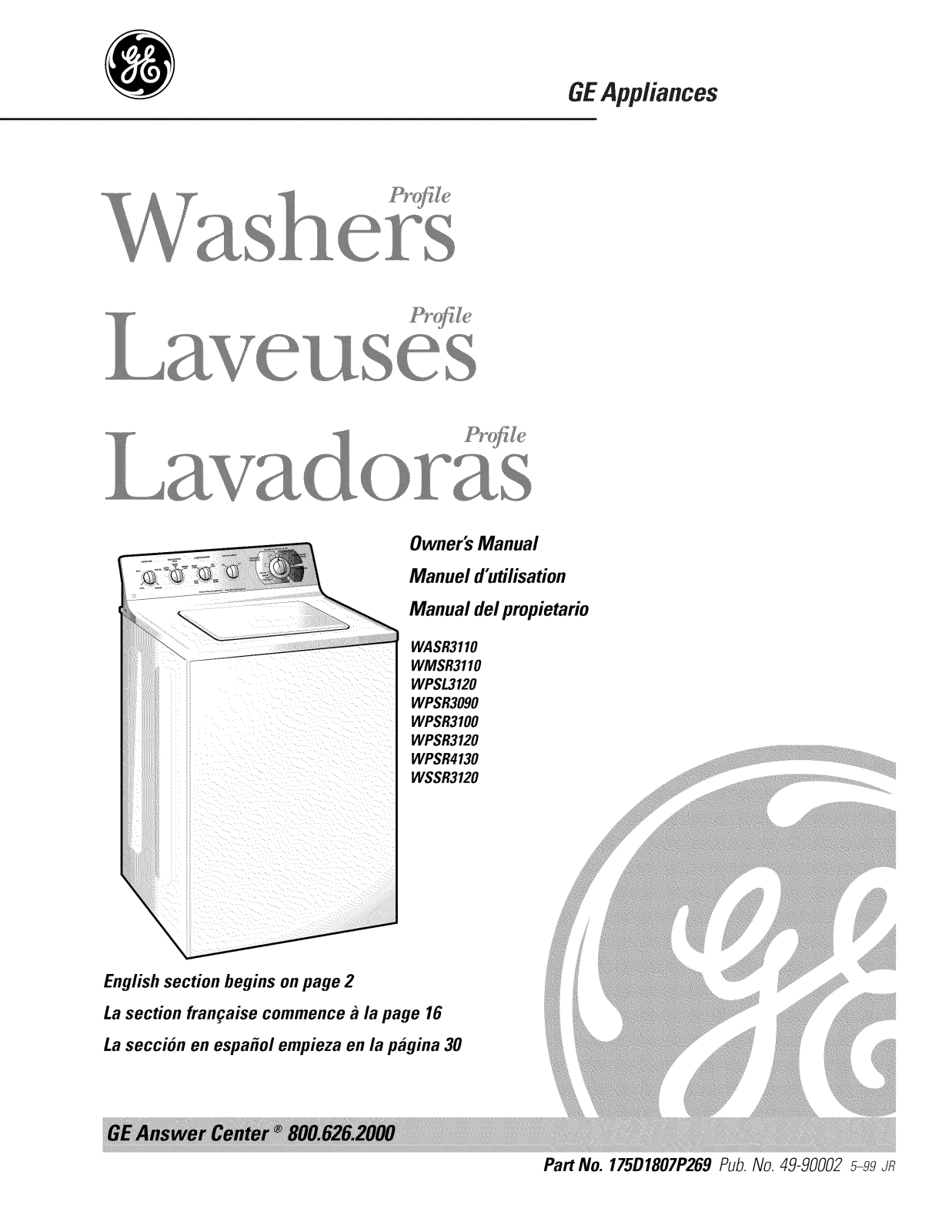 GE WSSR3120W0WW, WSSR3120W0AA, WPSR3100W2WW, WPSR3100W2AA, WPSR3100W1WW Owner’s Manual - ManualMachine.com