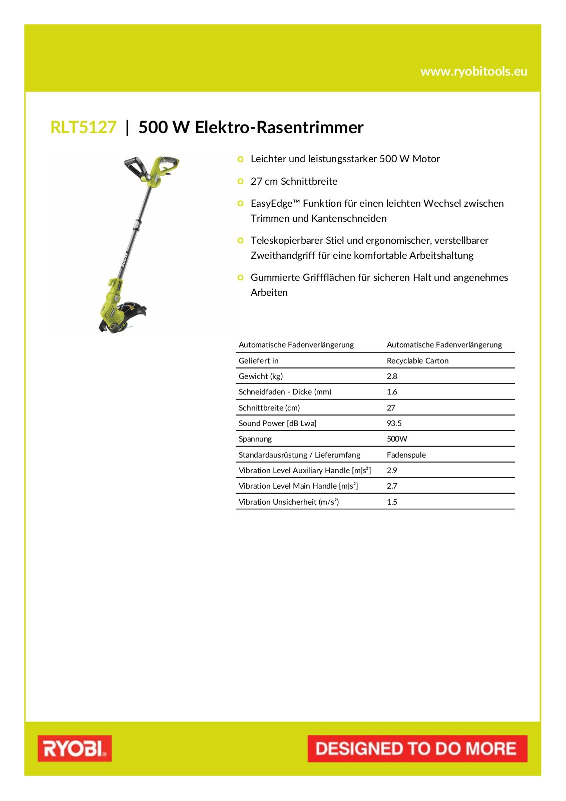 Ryobi RLT5127 User Manual