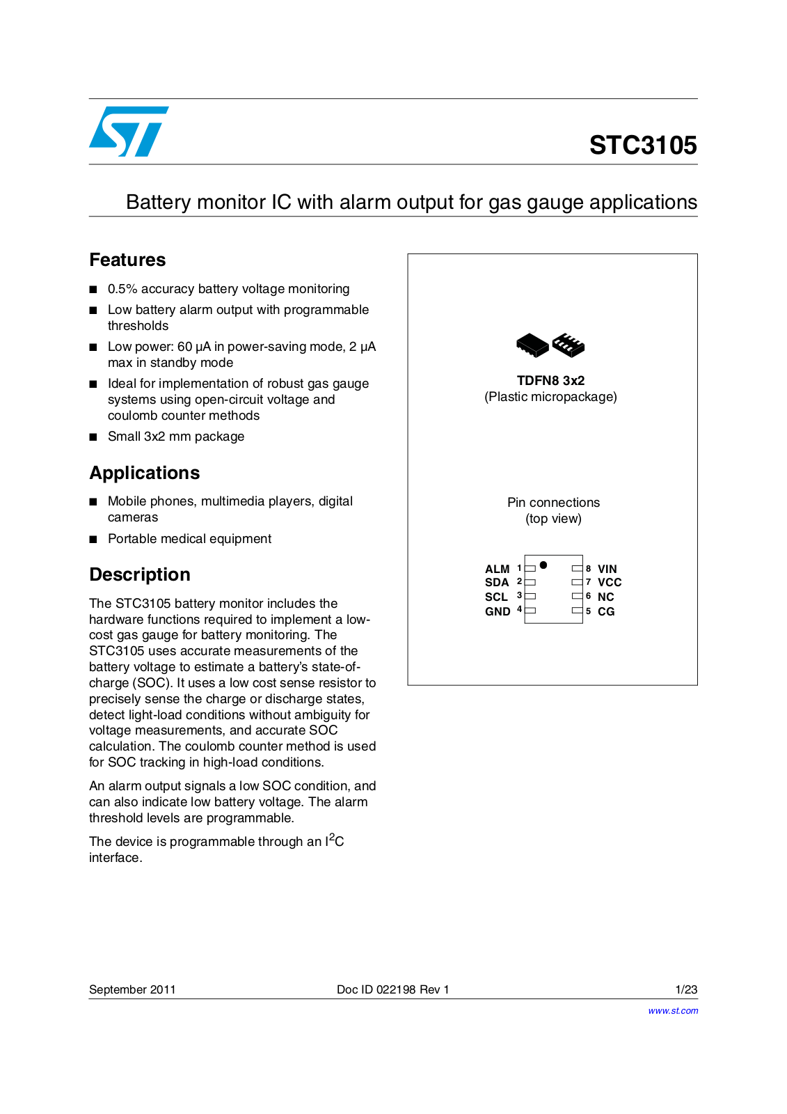 ST STC3105 User Manual